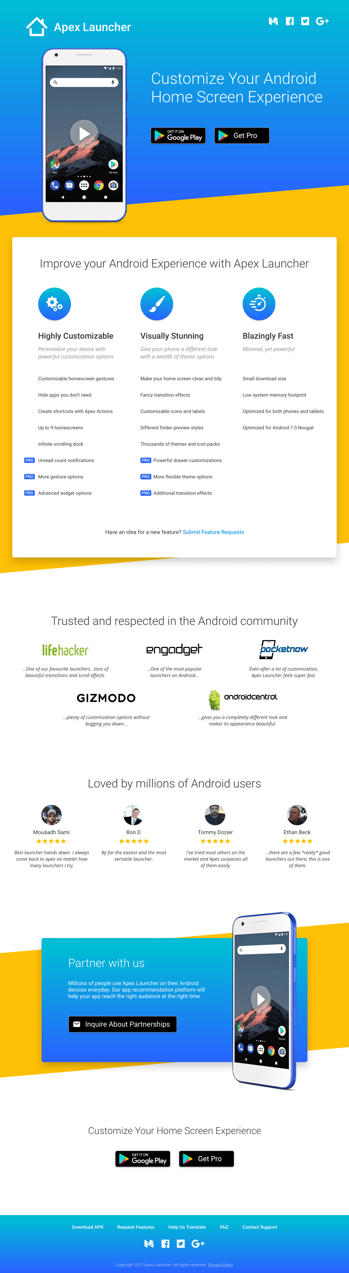 Apex Launcher website