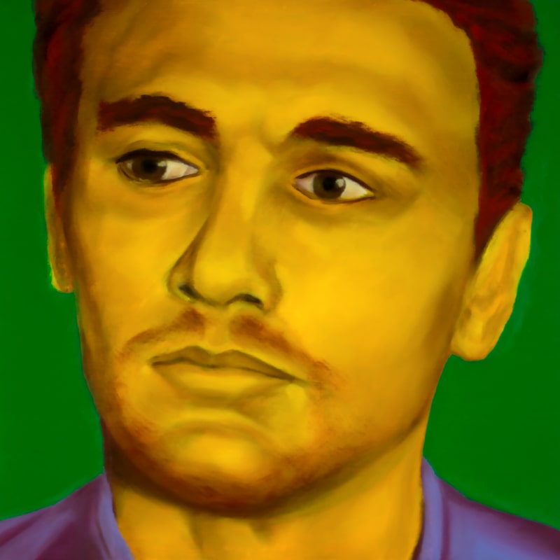 An oil portrait of James Franco