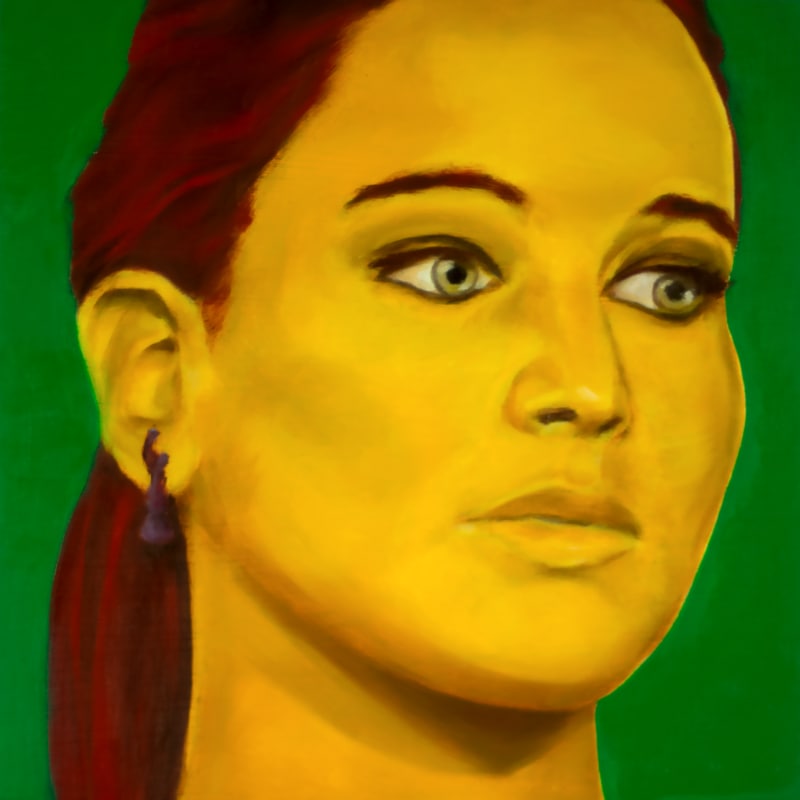 An oil portrait of Jennifer Lawrence