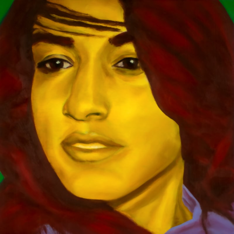 An oil portrait of MIA