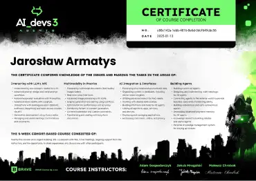 Ceryfikat ukończenia AI DEVS 3