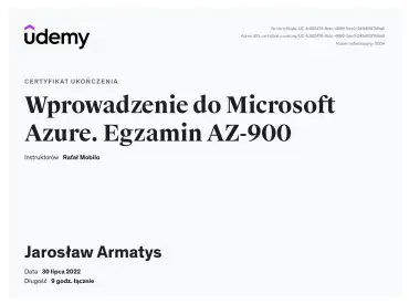 Ceryfikat ukończenia Wprowadzenie do Microsoft Azure. Egzamin AZ-900