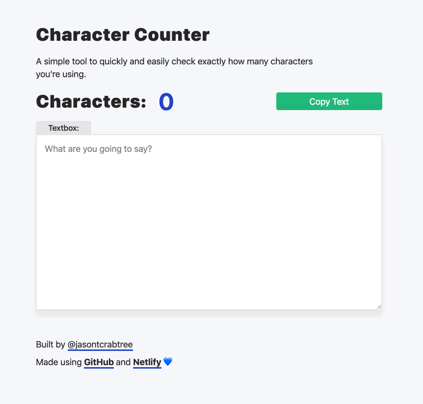 GIF of CharacterCounter showing the 12 characters in the phrase Hello World