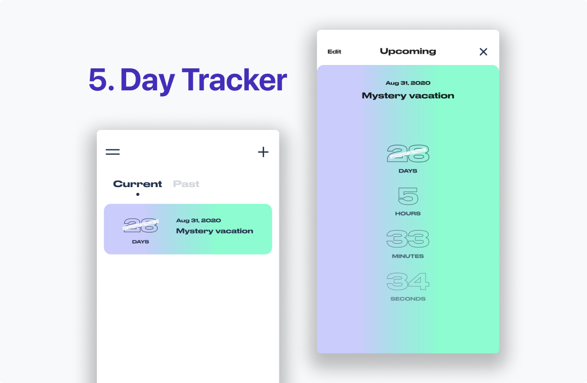 Day Tracker has a bright, bold visual identity. Lots of neon green and lilac blue.
Lovely, but very bright.
