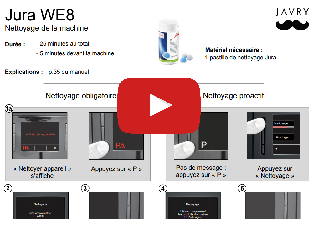 Nettoyage Jura WE8 - vidéo et guide pour nettoyer votre machine