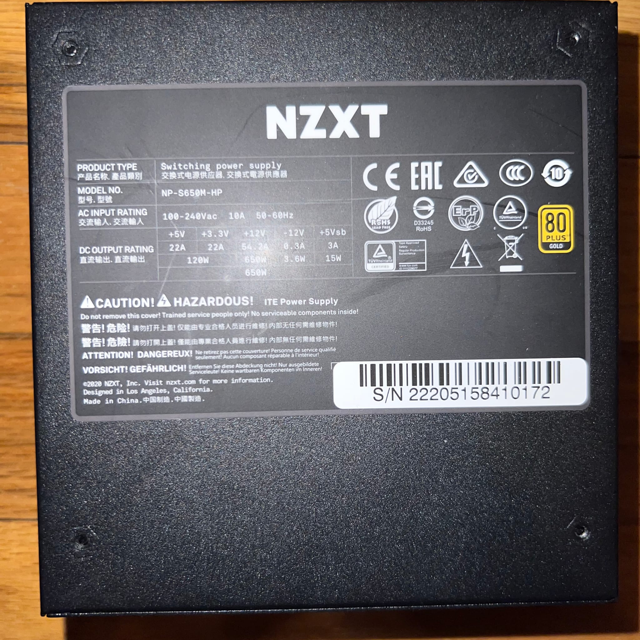 NZXT S650 SFX-L電源 PSU 650W 80 PLUS GOLD NZXT S650 NP-S650M 650W PSU ITX 80+ Gold Modular SFX Power
