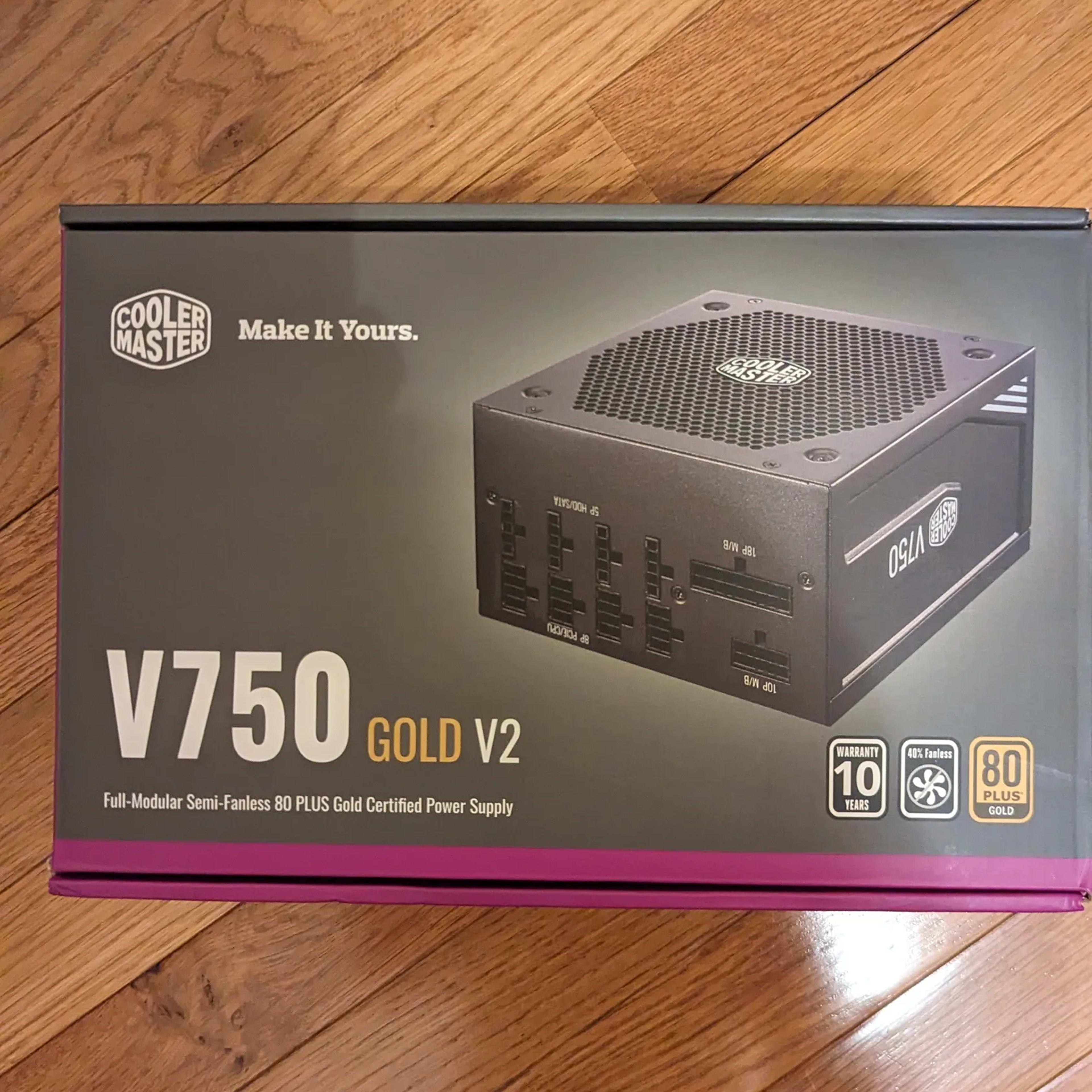 Cooler Master V750 Gold V2 Full Modular,750W, 80+ Gold Efficiency, Semi-fanless