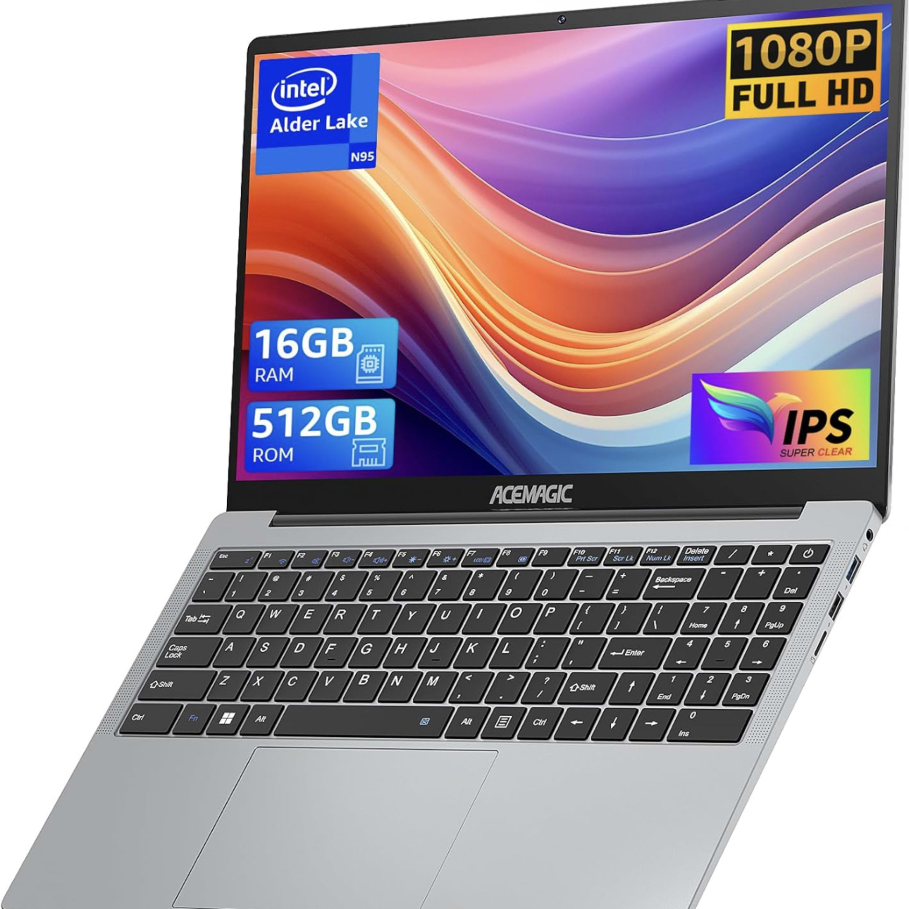 Laptop 15.6 FHD 16GB DDR4 512GB SSD, Intel Quad-Core 12th Alder Lake N95(Up to 3.4GHz)