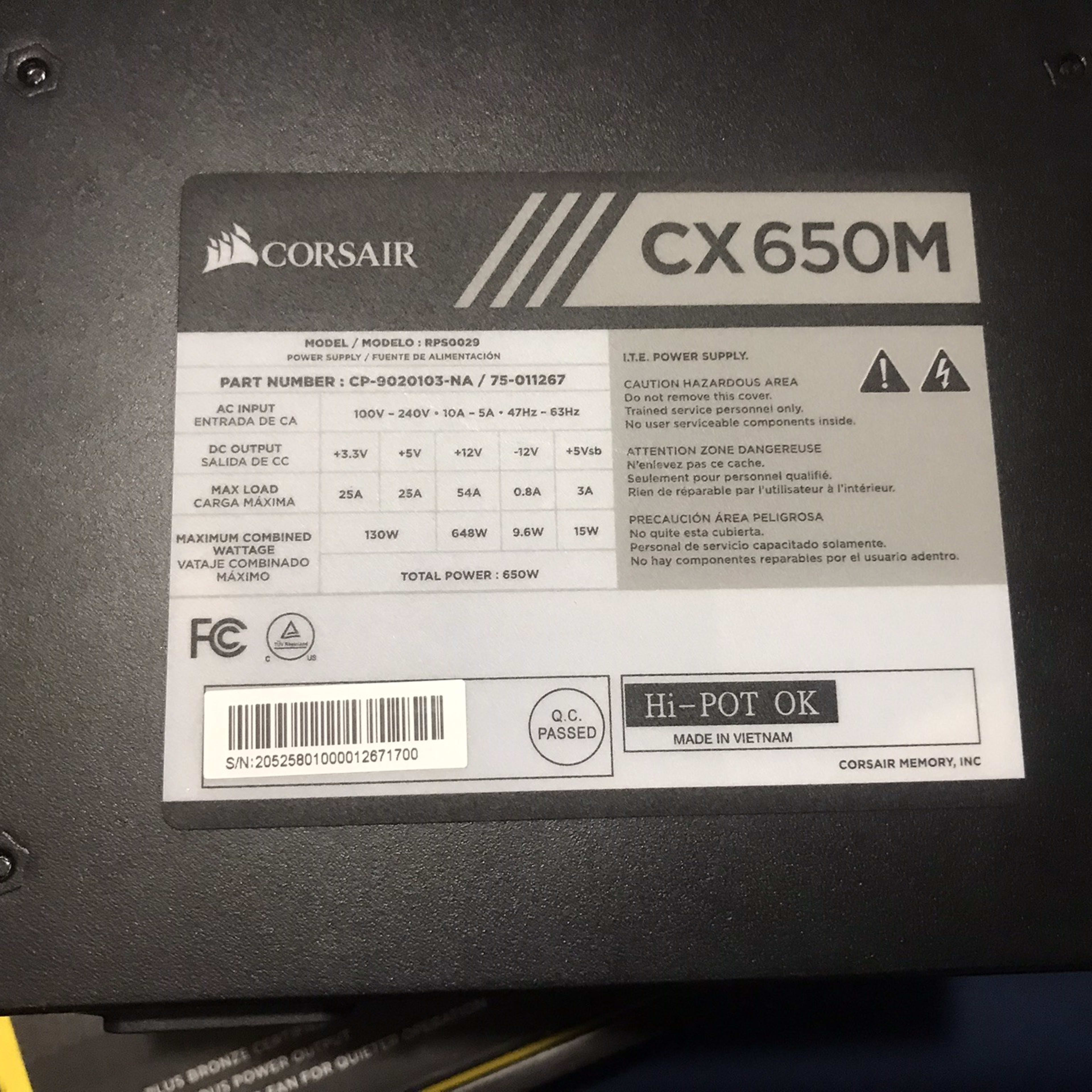 Corsair CX650M 650Watt Semi-Modular ATX Power Supply