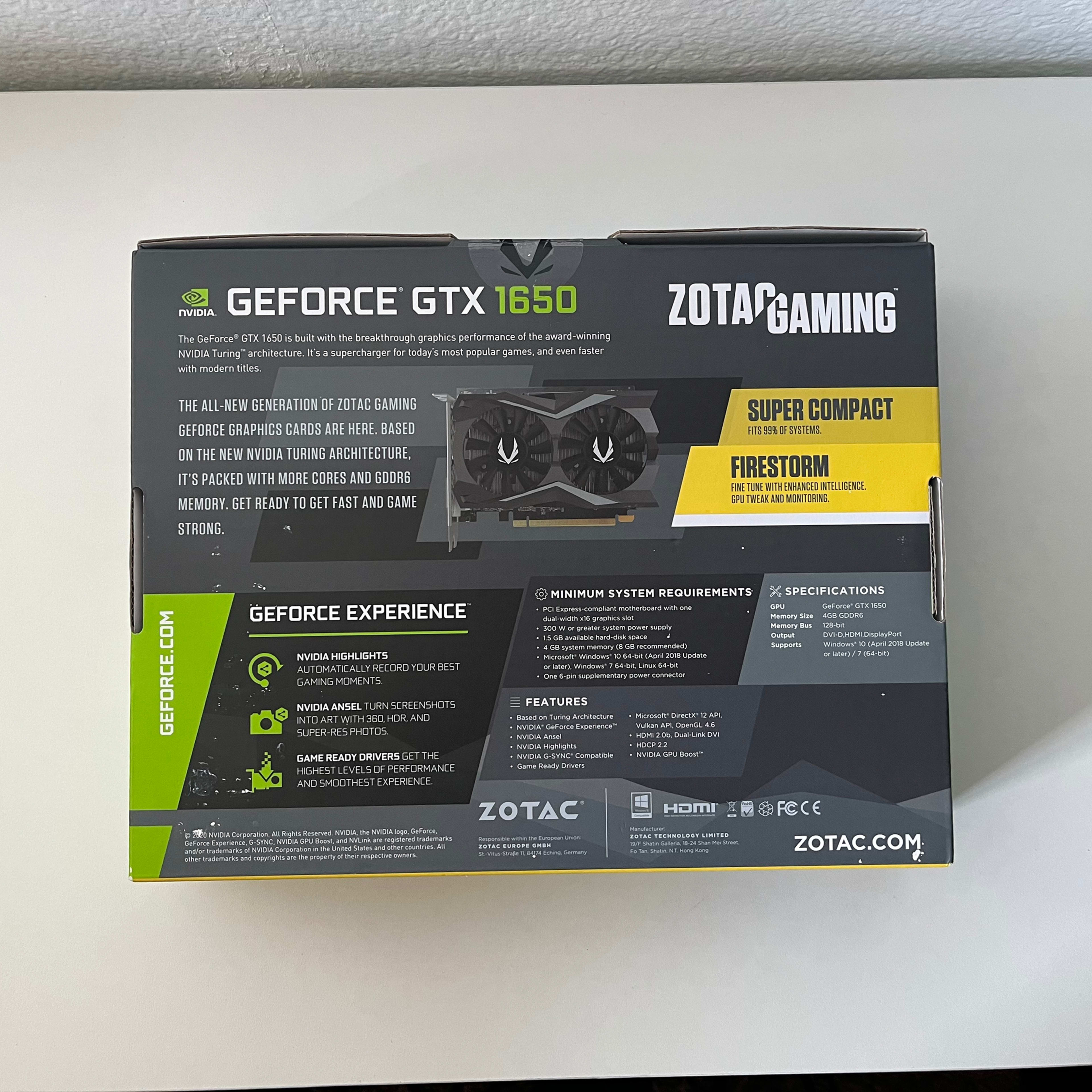 ZOTAC Gaming GeForce GTX 1650 AMP CORE 4GB