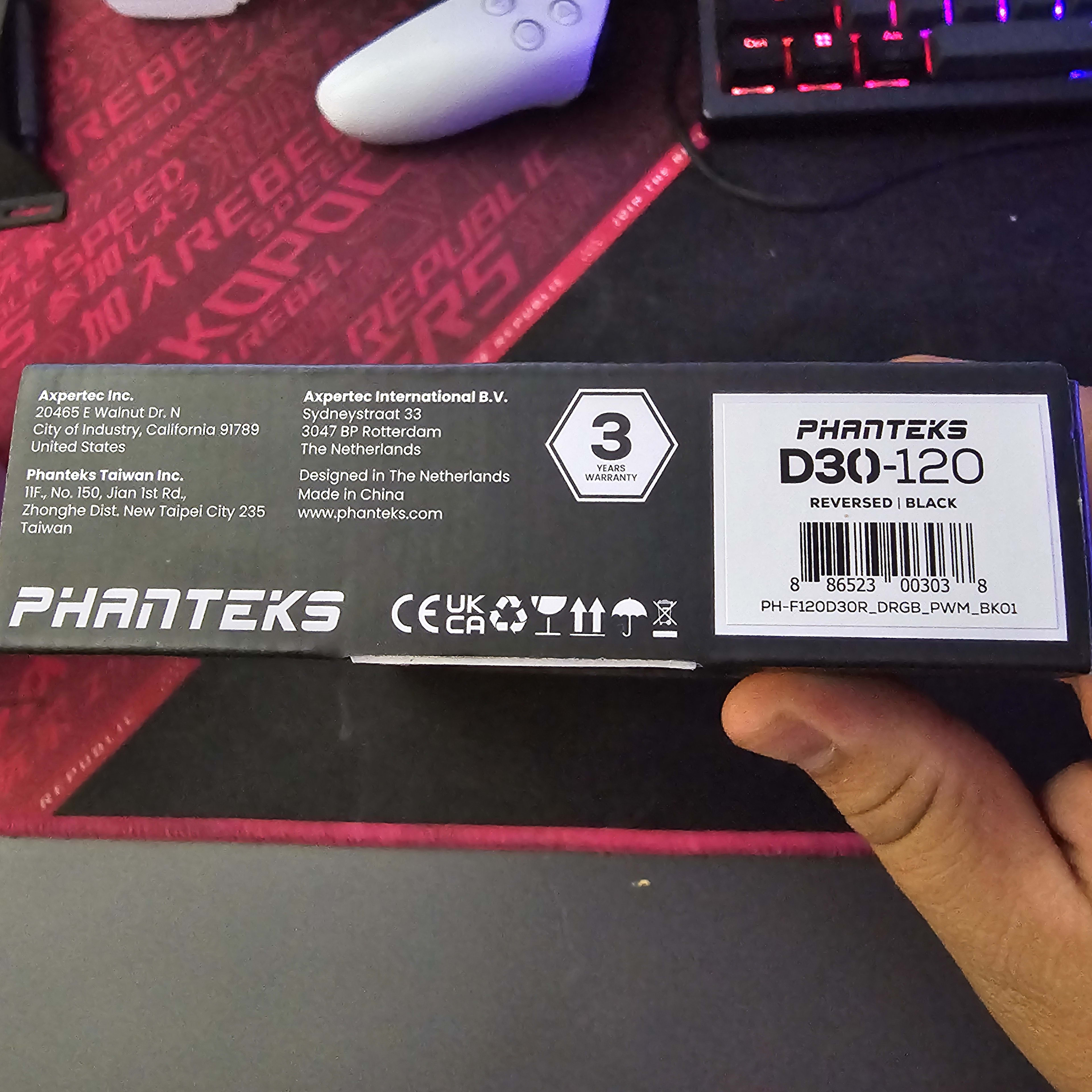 Phanteks D30-120 DRGB PWM Fan, Reverse Airflow Model, Premium Performance Fan, Black