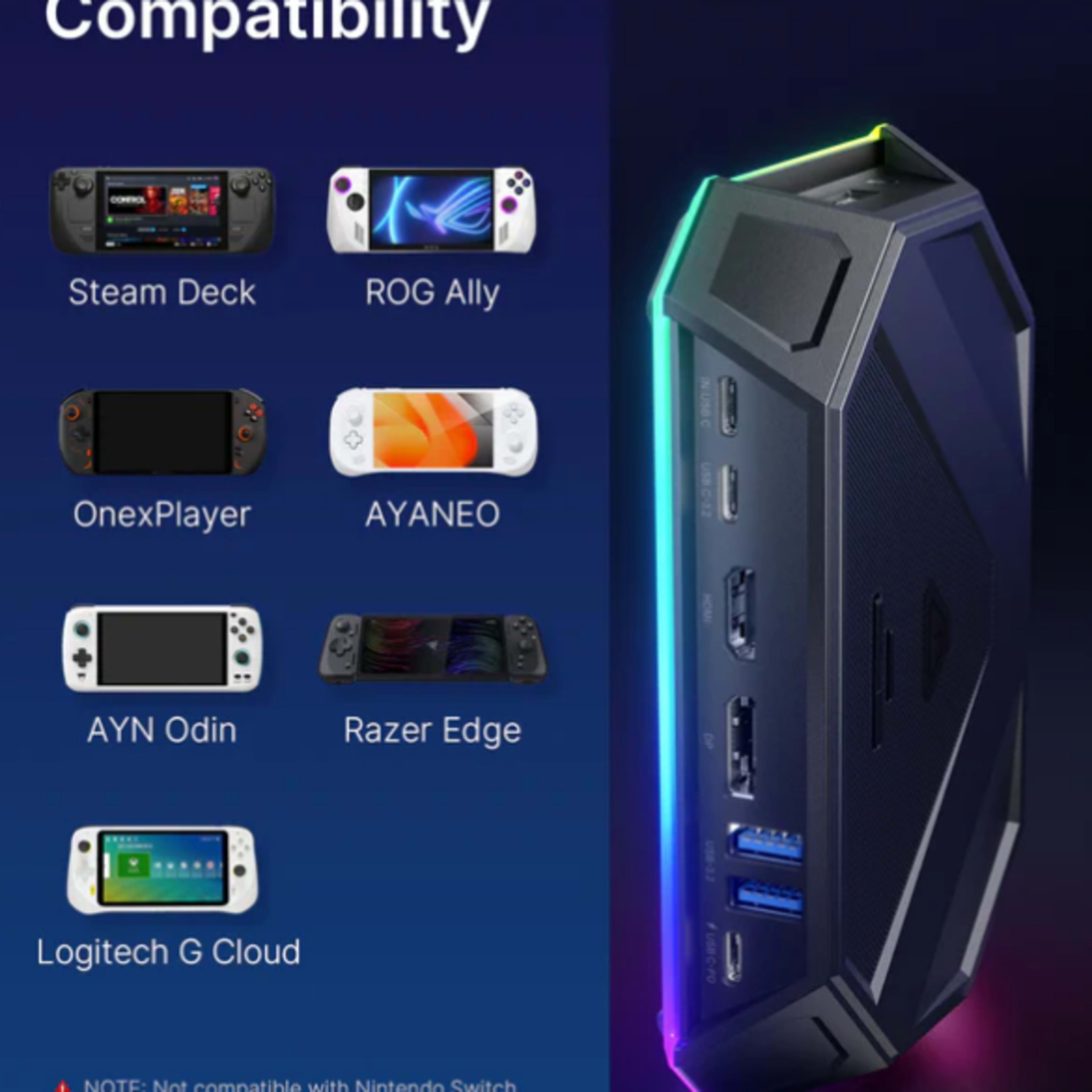 Docking Station Compatible with Steam Deck/ROG Ally/Steam Deck