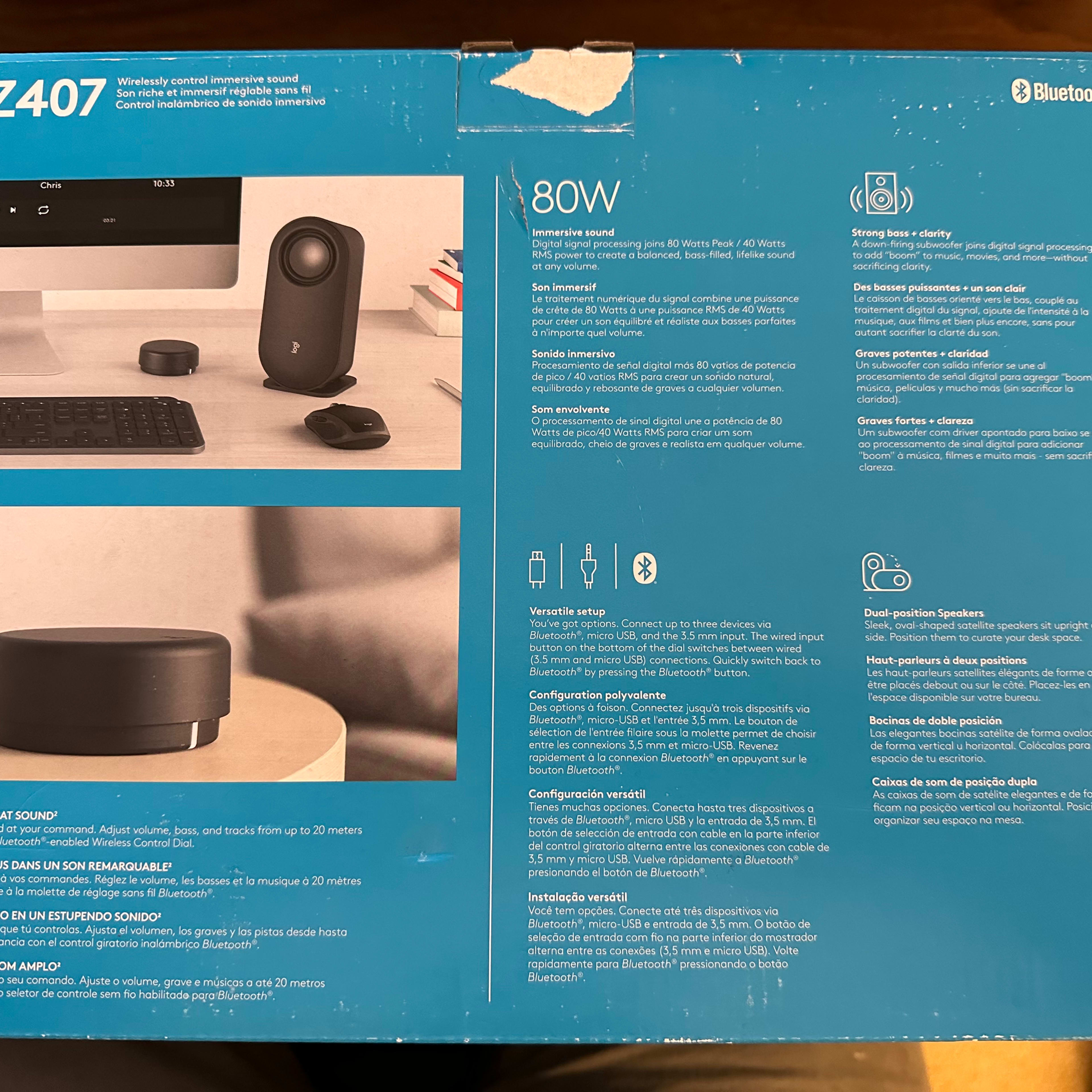 ALTAVOCES LOGITECH Z407 2.1 BLUETOOTH 80W