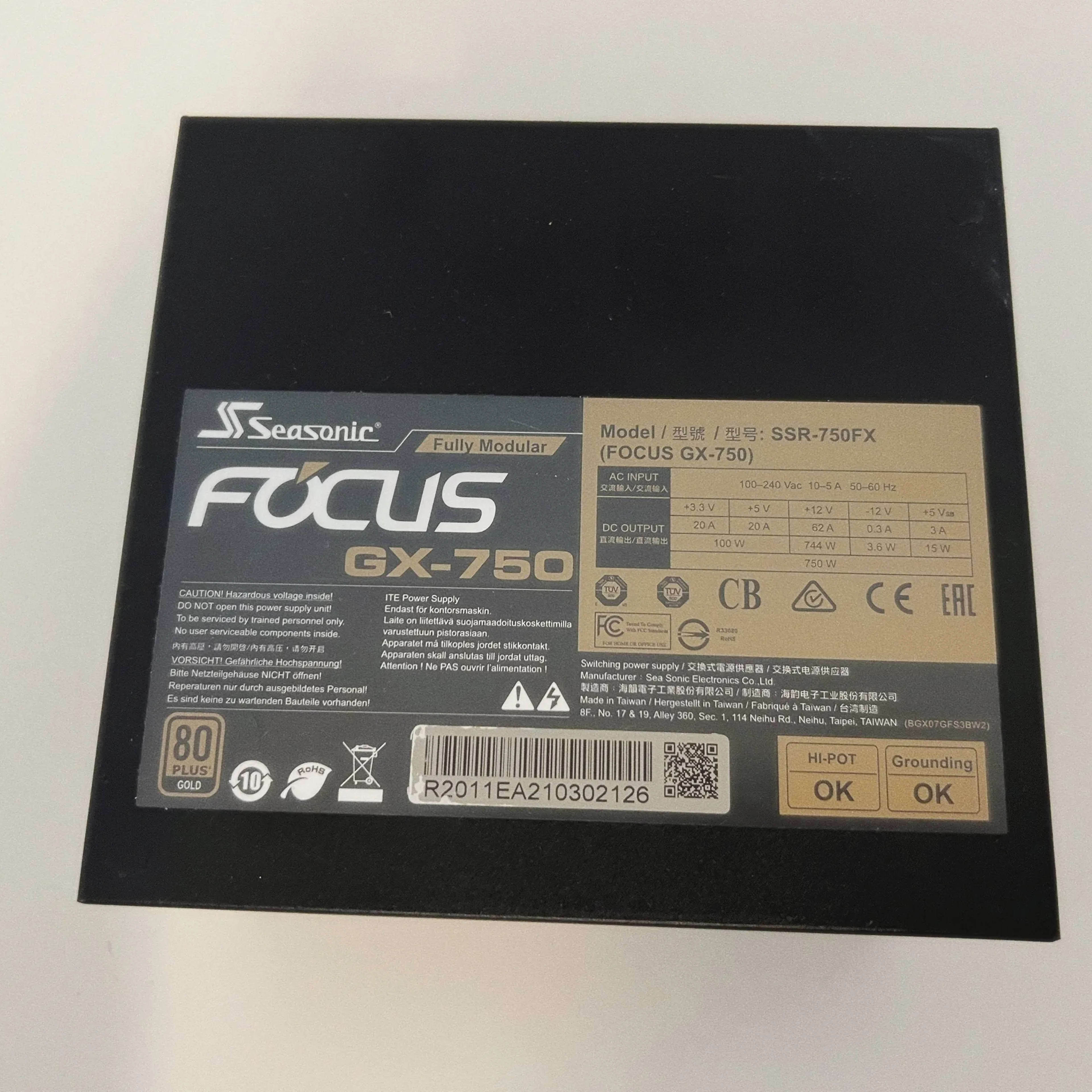Seasonic FOCUS Plus 750 Gold [80+ Gold, 750W, Modular]