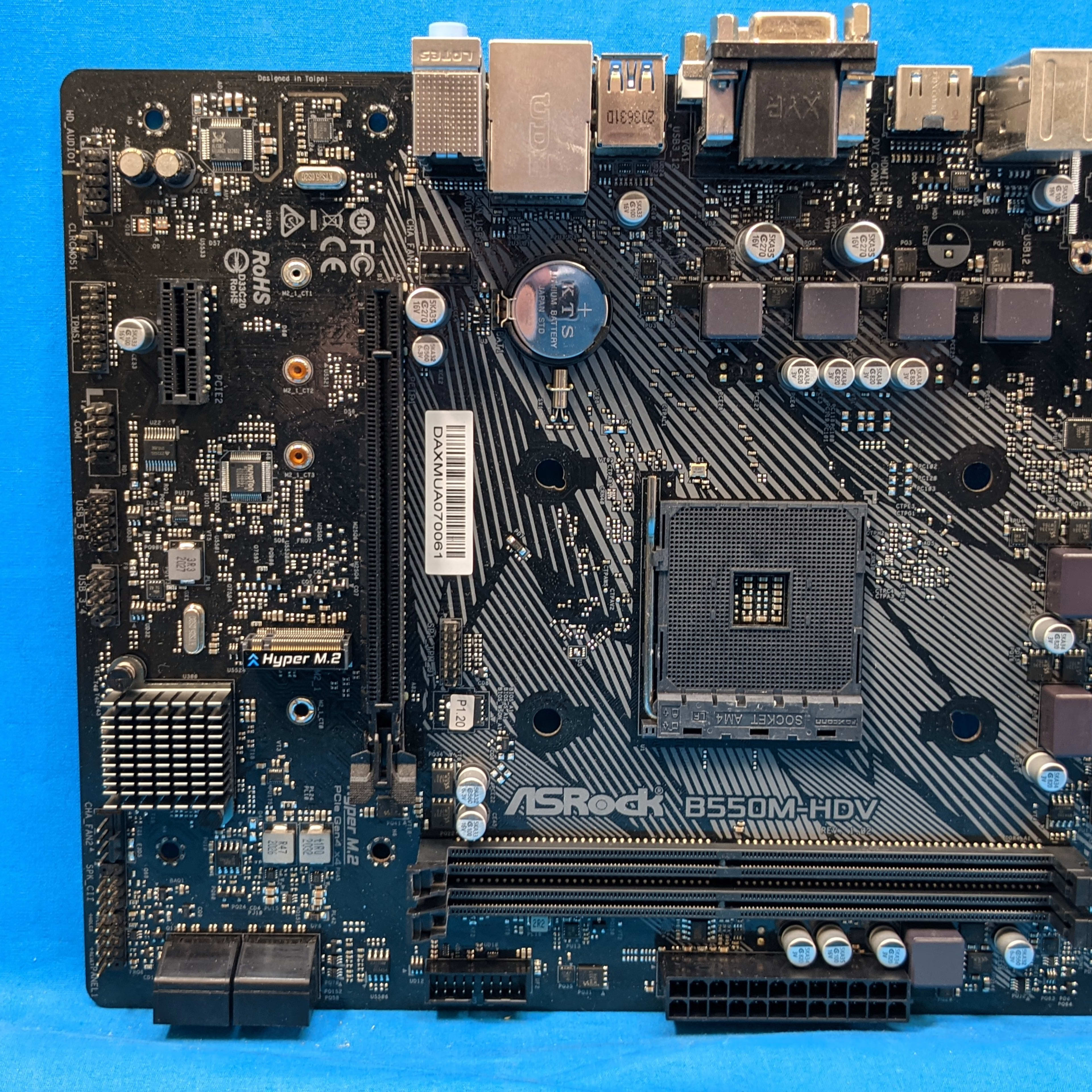 ASRock B550M-HDV REV. 1.02 AMD Socket AM4 DDR4 MicroATX Desktop Motherboard No I/O Shield