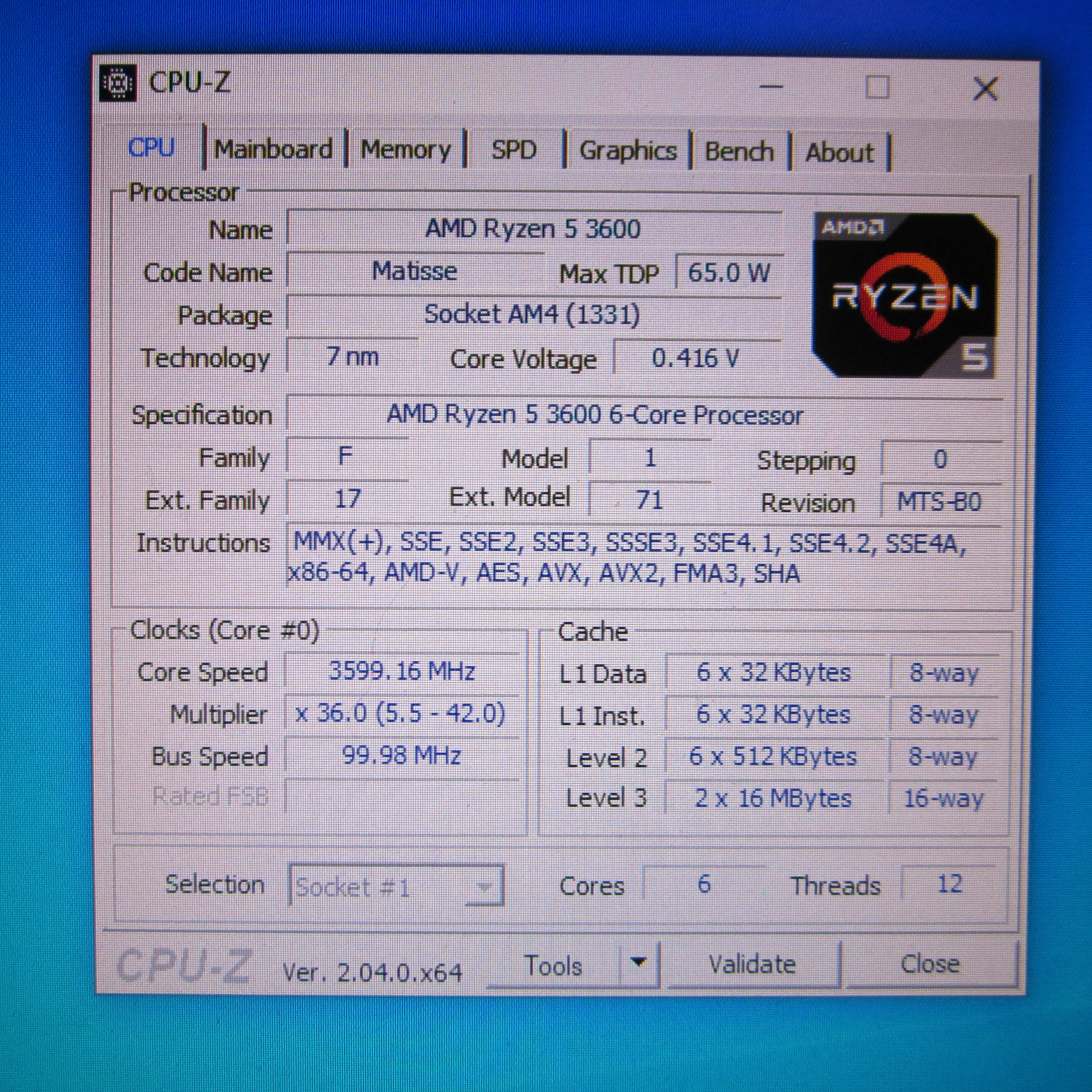 AMD Ryzen 5 3600 3.6GHz AM4 CPU with Cooler