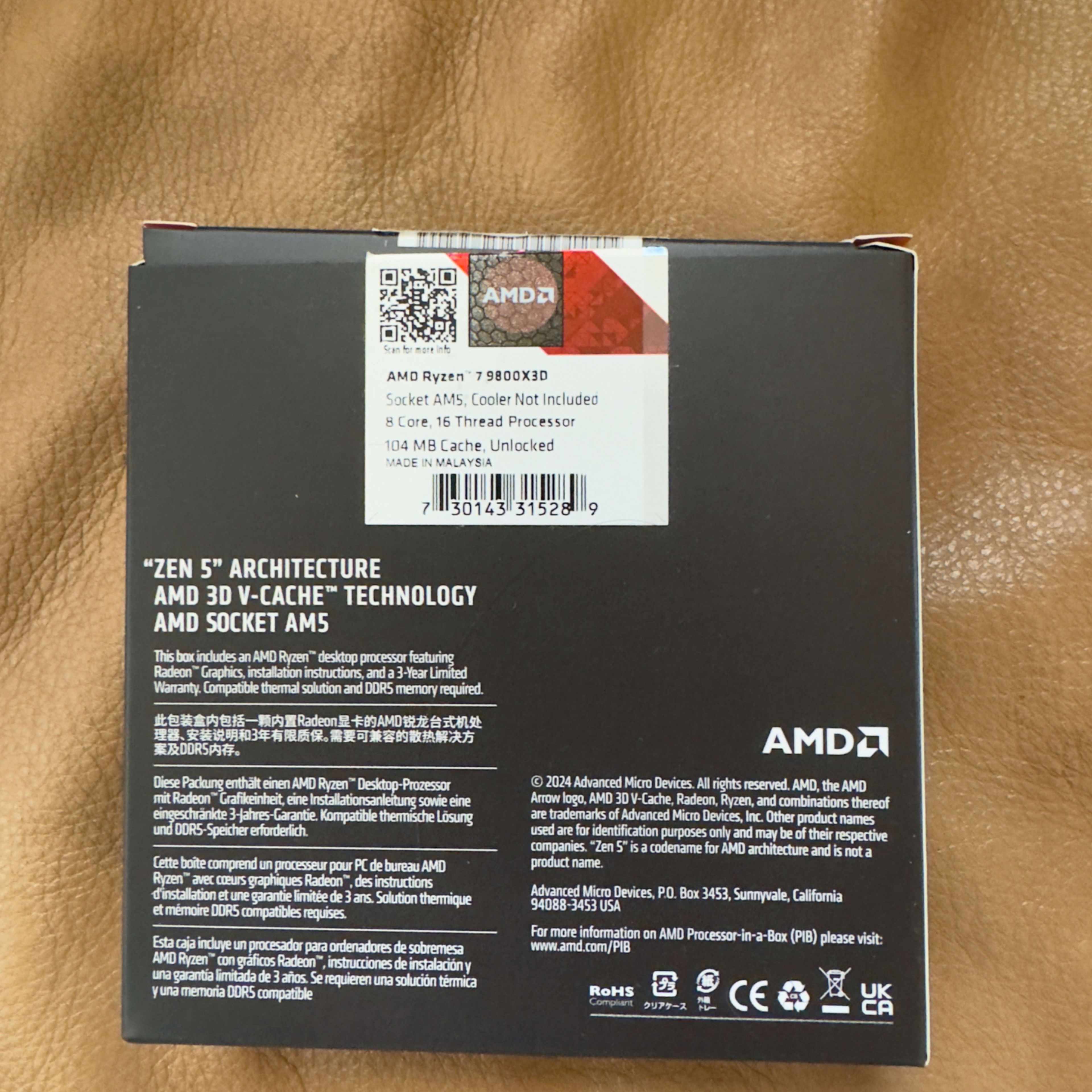 AMD Ryzen 7 9800X3D - Ryzen 7 9000 Series Zen 5 8-Core 5.2 AMD Ryzen 7 9800X3D - Ryzen 7 9000 Series Zen 5 8-Core 5.2