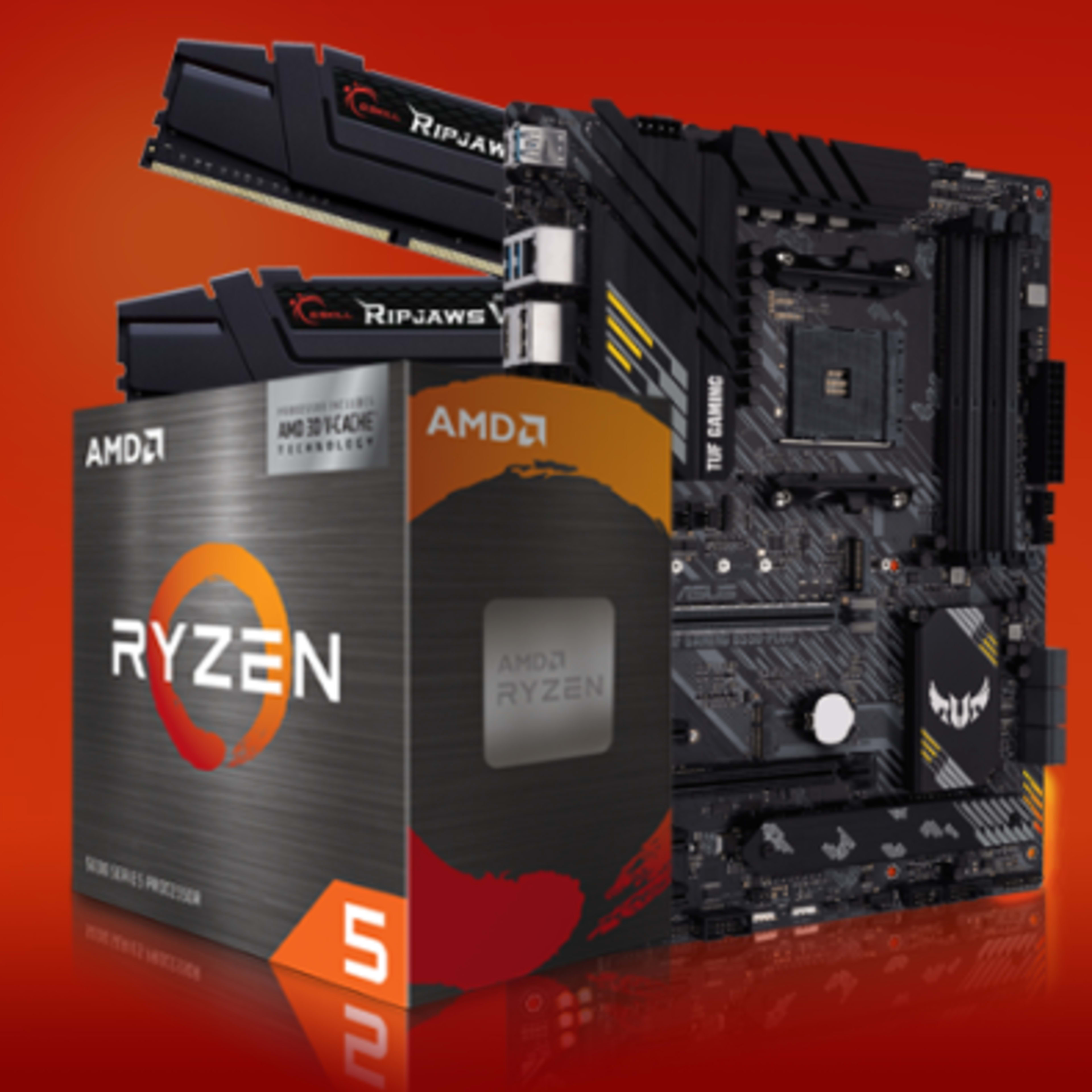 AMD Ryzen 5 5600X3D, ASUS TUF Gaming B550 Plus WiFi II DDR4, G.Skill Ripjaws V 16GB DDR4-3200