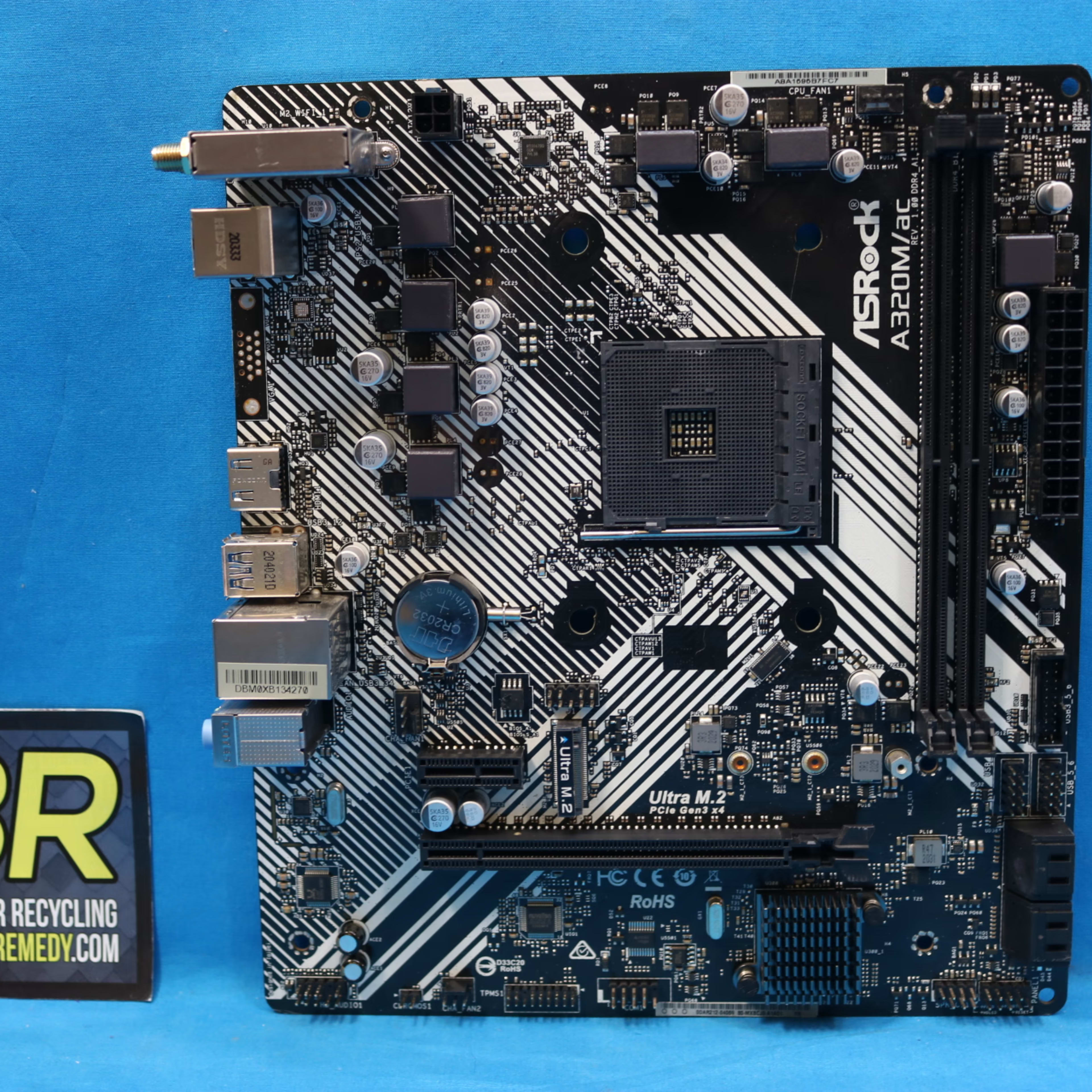 *Newest BIOS* ASRock A320M/ac AMD Socket AM4 MicroATX DDR4 Desktop Motherboard No I/O Shield