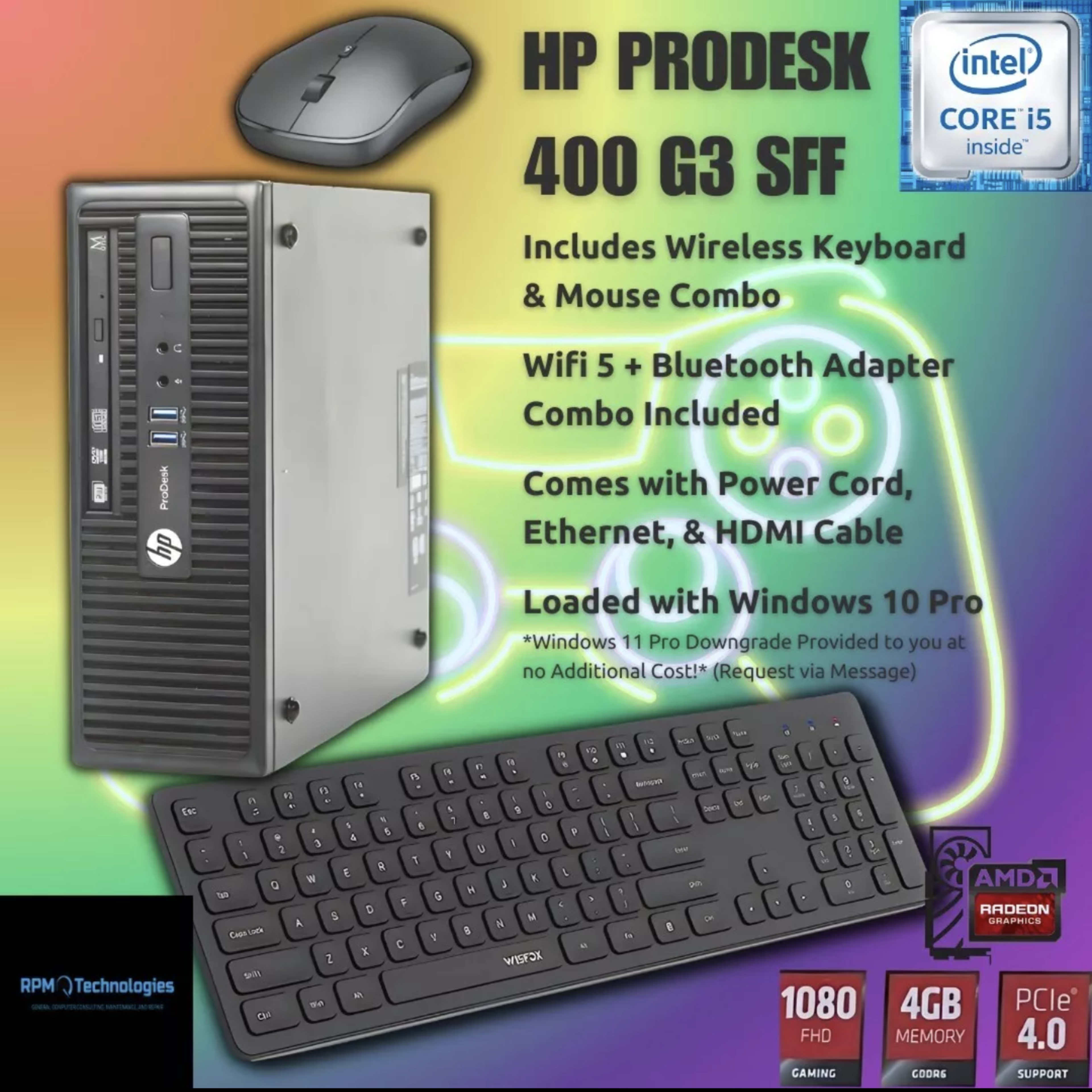 Gaming PC SFF i5-6500 16GB DDR4 RX 6400 4GB GPU 1TB Upgraded Budget Sleeper Office Rig