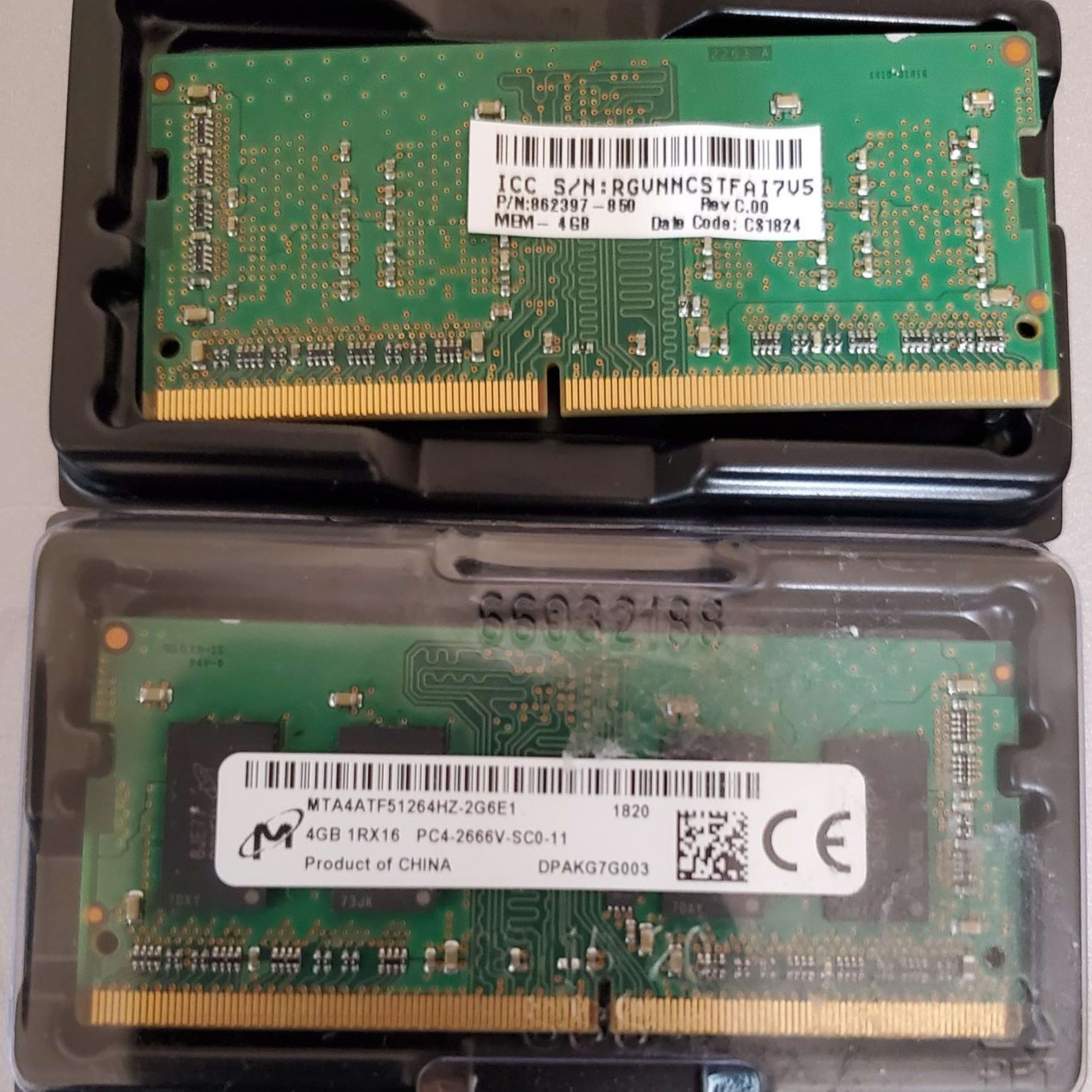 Pre-owned 8GB, (2x4GB) Micron MTA4ATF51264HZ-2G6E1 Laptop Memory