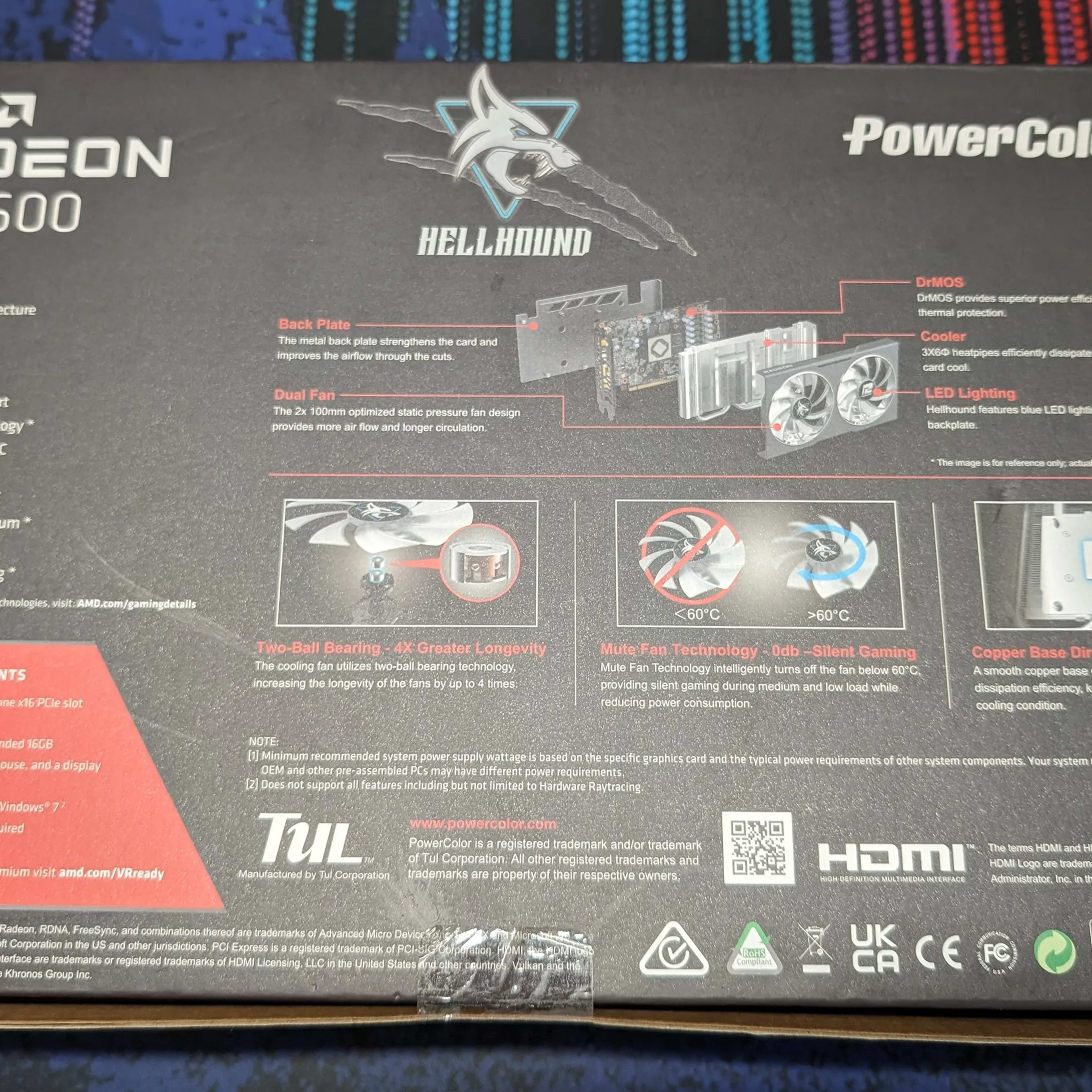 PowerColor Hellhound Radeon RX 6600 8GB GDDR6 Graphics Card - Used, Good Condition