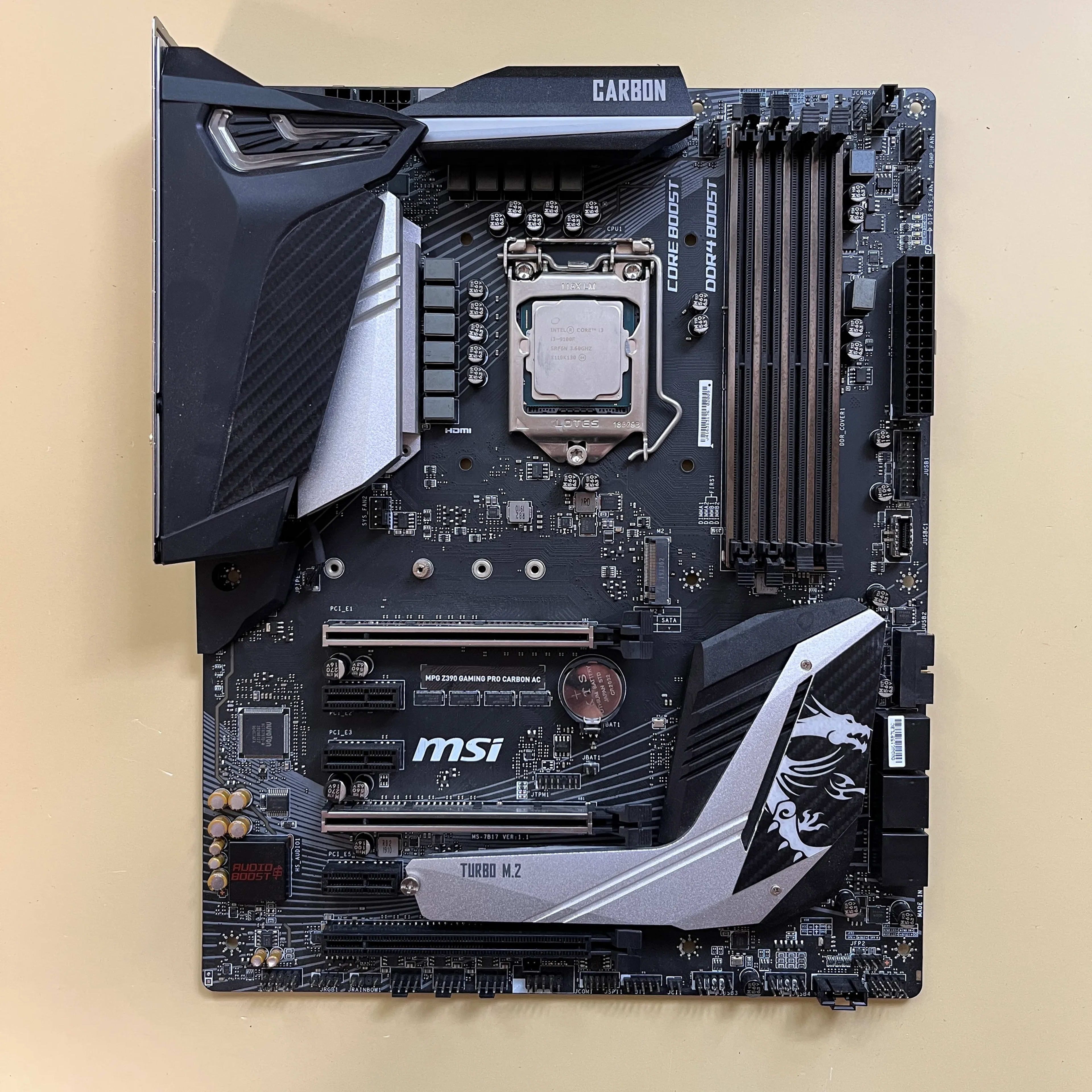 MSI MPG Z390 GAMING PRO CARBON motherboard w/ i3-9100F CPU