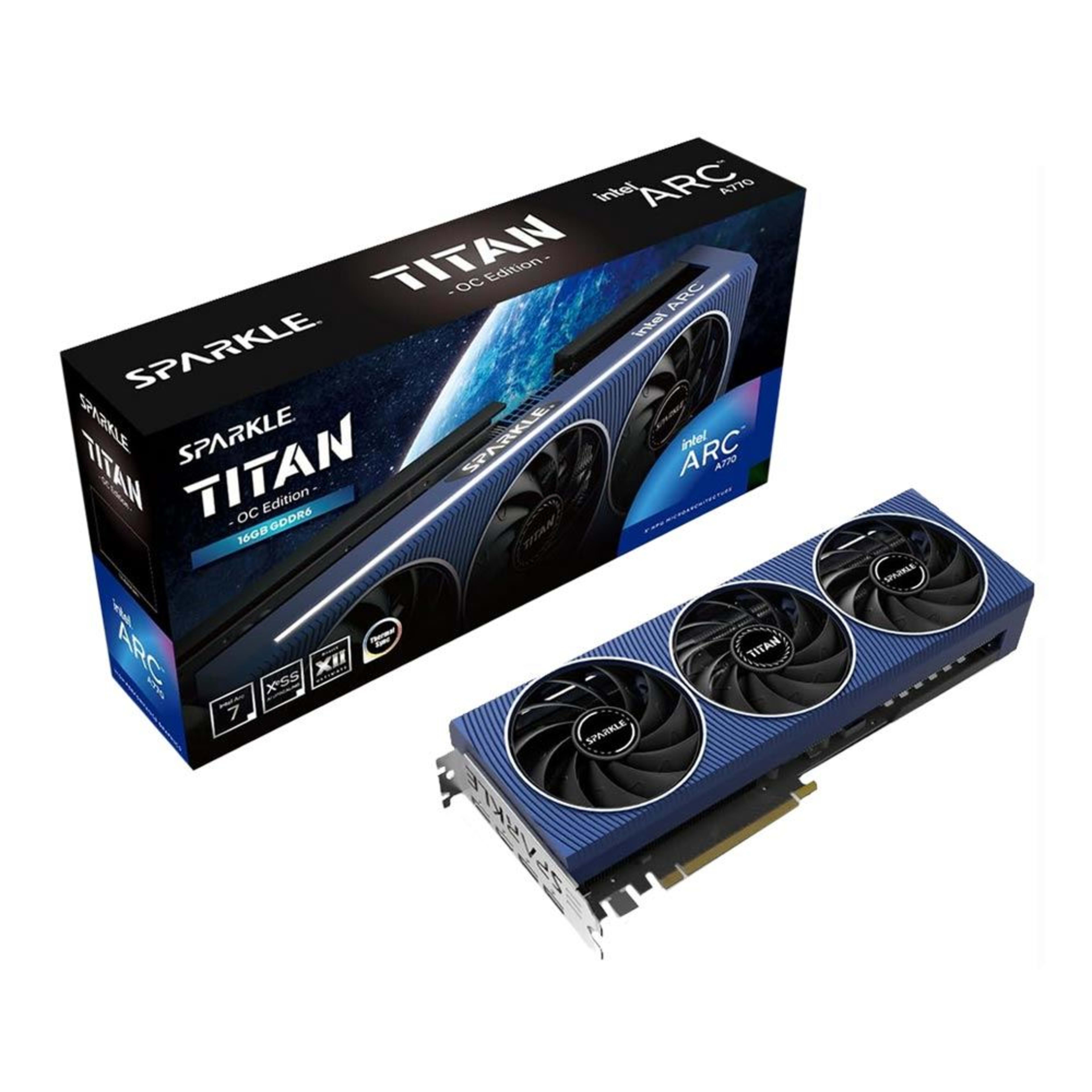 Sparkle Intel Arc A770 Titan Overclocked Triple Fan 16GB GDDR6 PCIe 4.0 Graphics Card