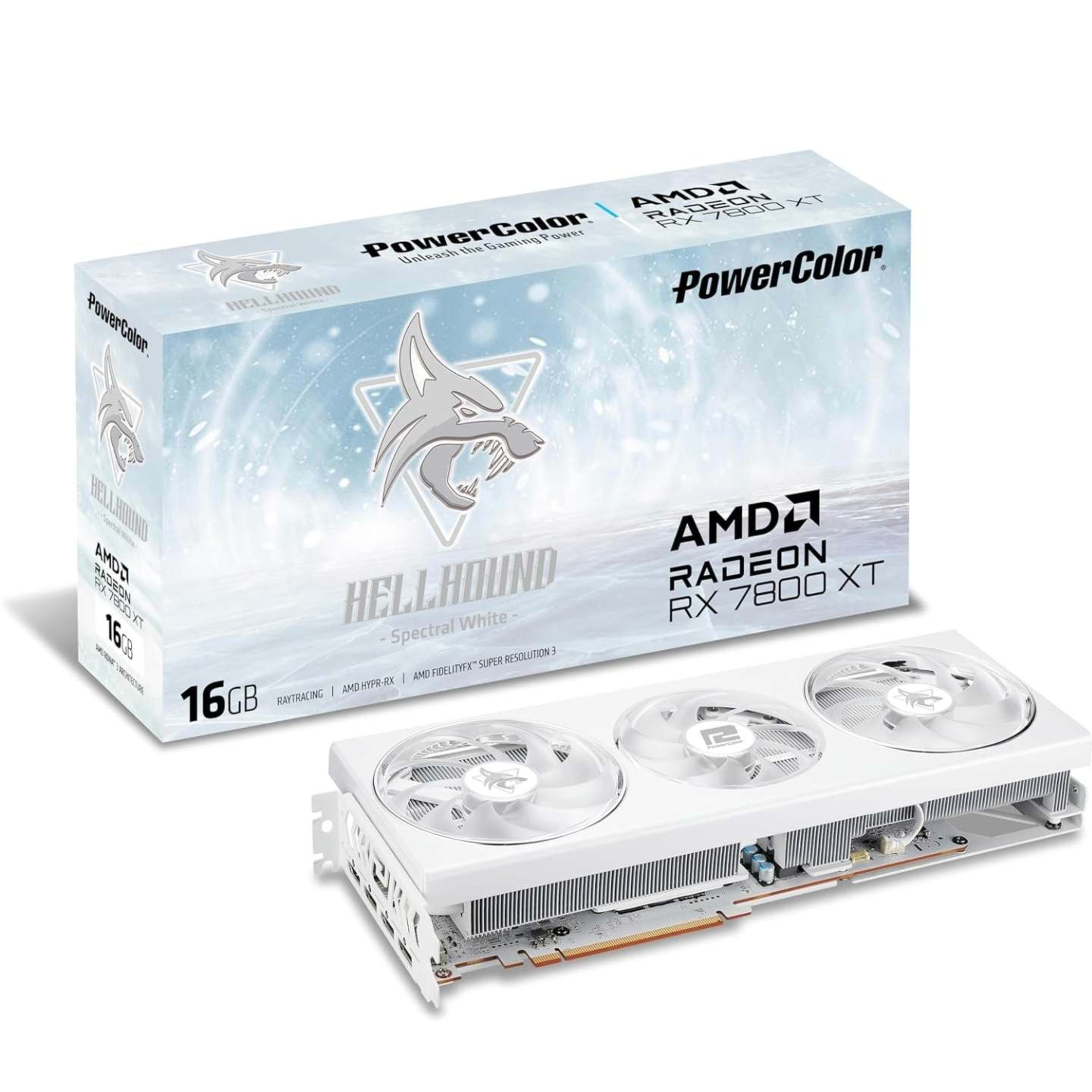 AMD Radeon RX 7800 XT 16GB PowerColor Hellhound Spectral White Graphics Card GPU GDDR6 Tripple Fan