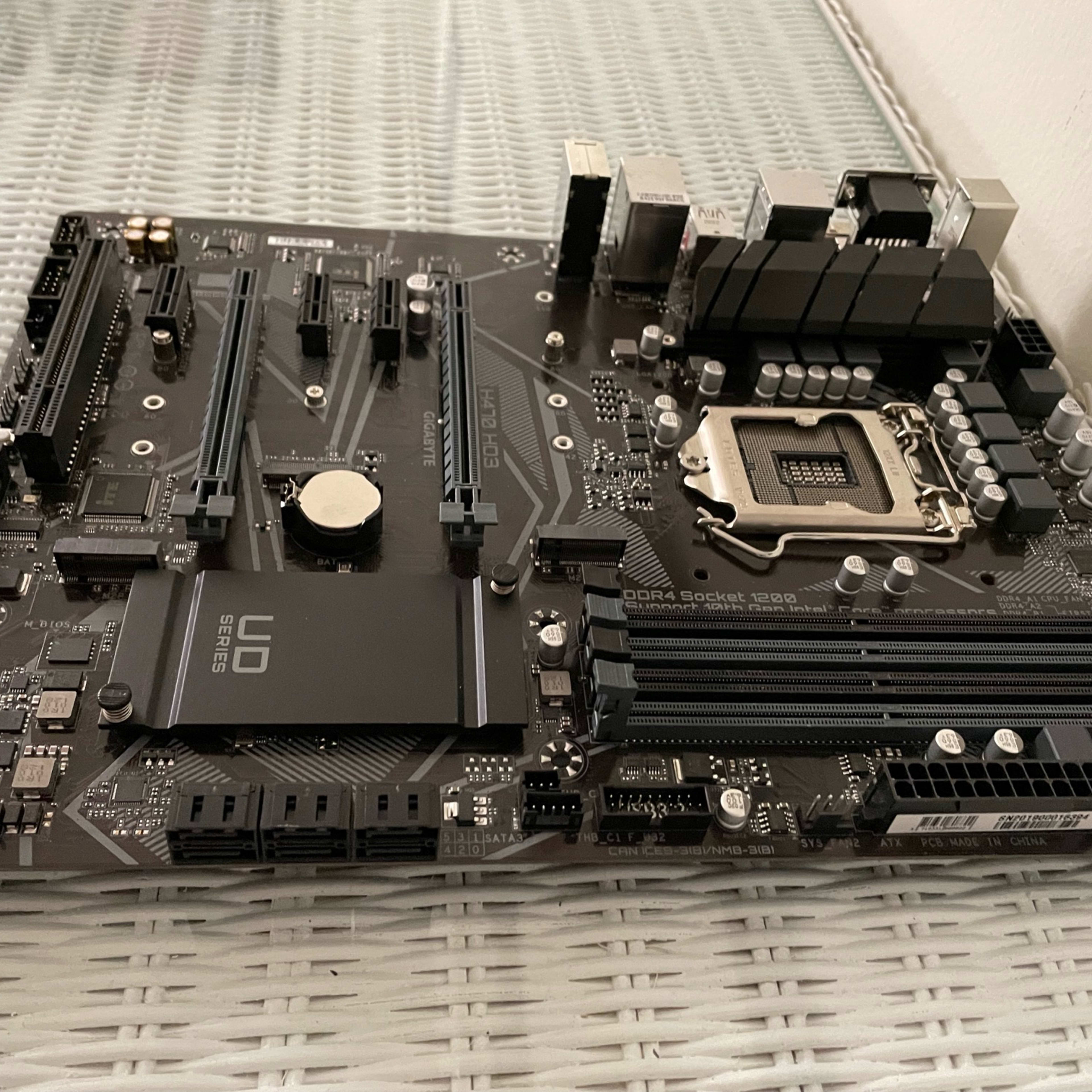 Intel H470 HD3 Ultra Durable Motherboard (With Manuals, CDs, & SSD Cables (Plus Free WiFi Card))!