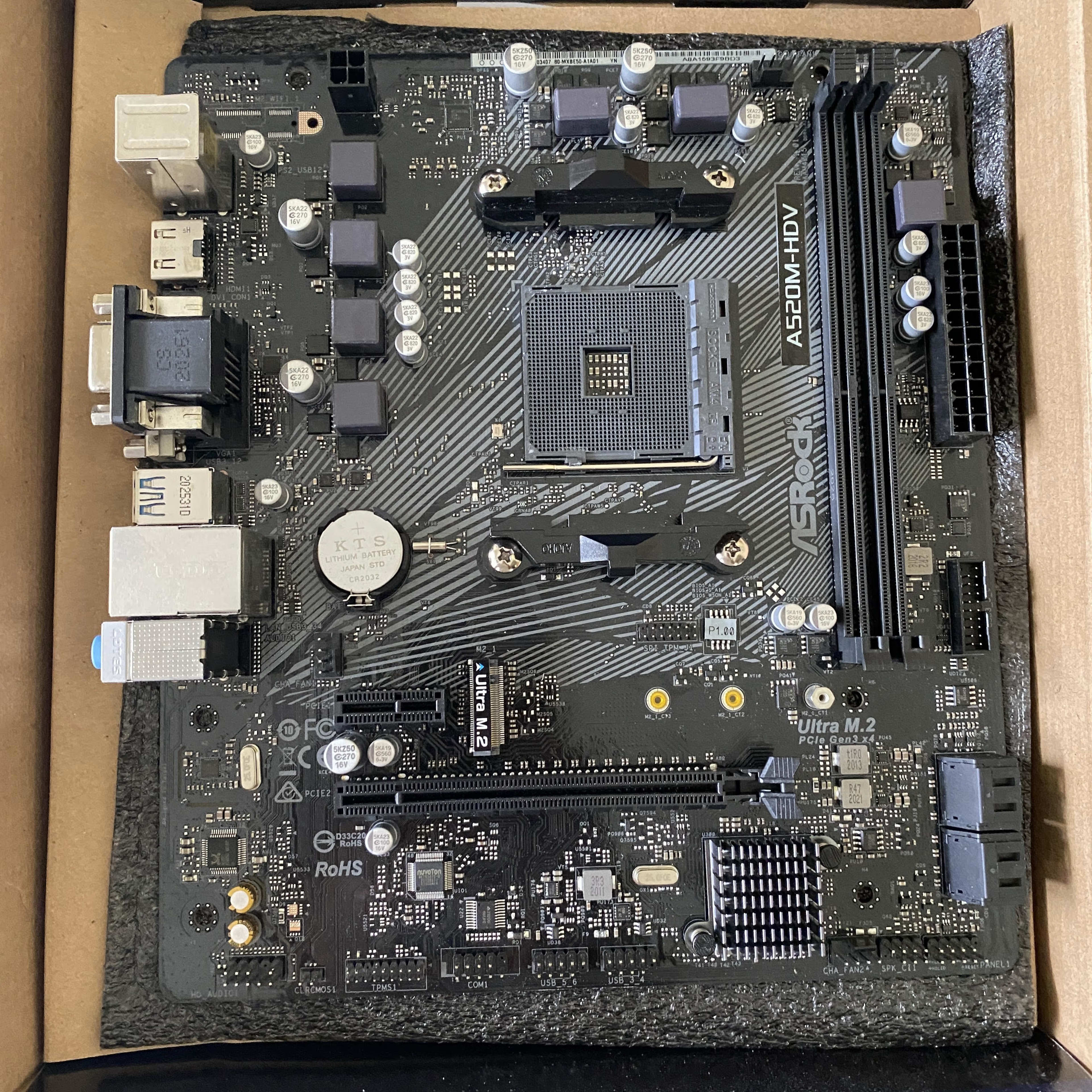 Asrock A520M-HDV AM4 Motherboard. Open box