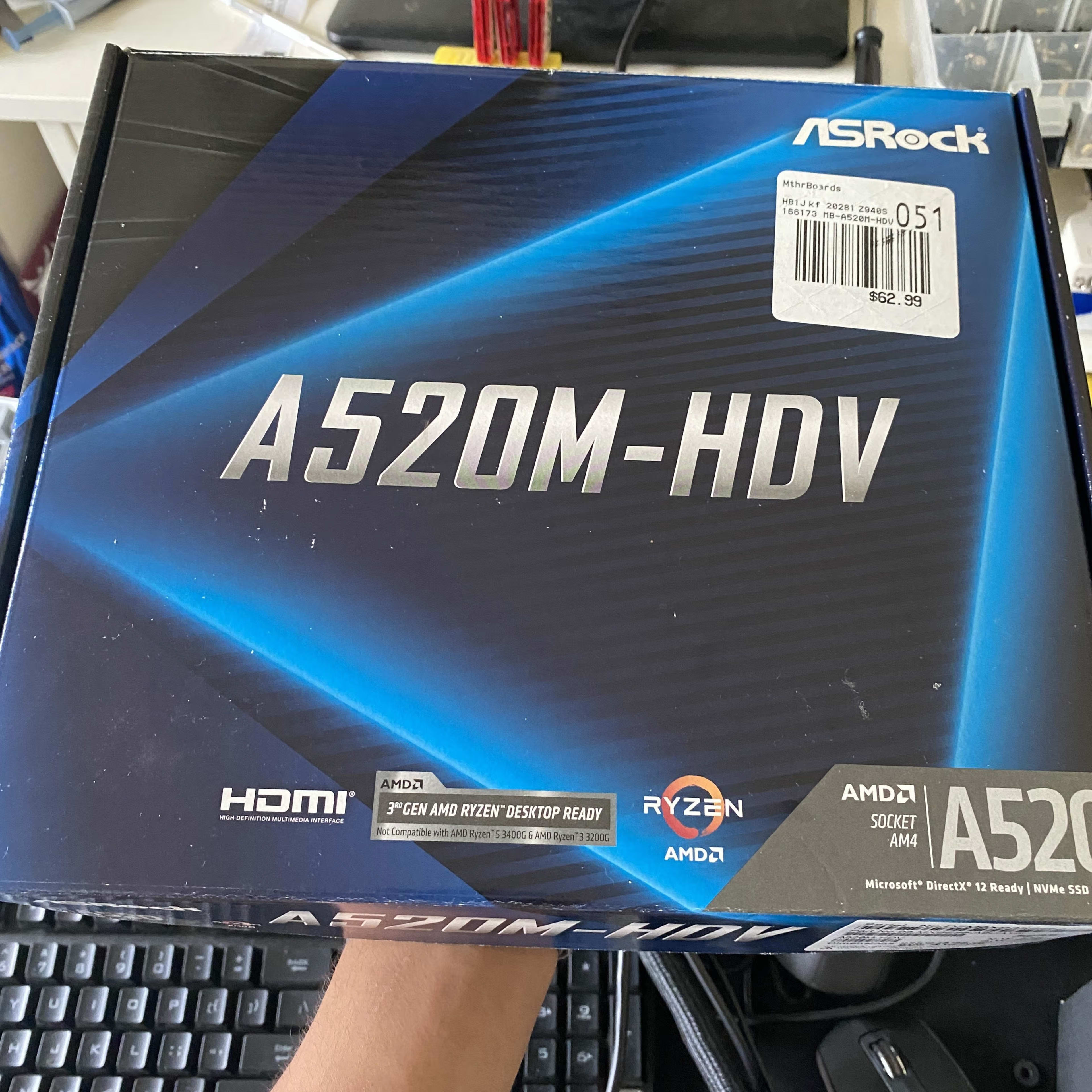 Asrock A520M-HDV AM4 Motherboard. Open box