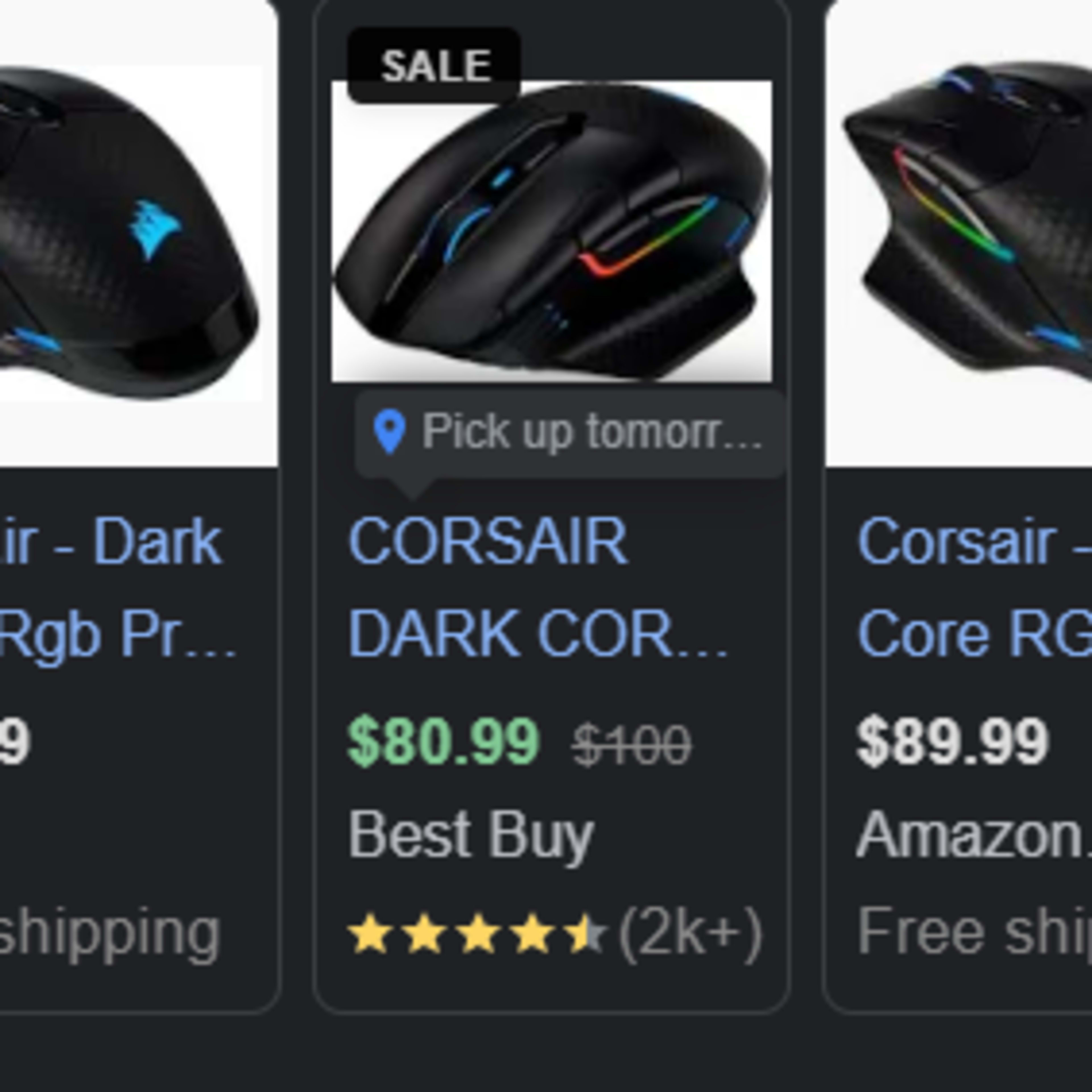 Corsair Dark Core RGB Pro, Wireless FPS/MOBA Gaming optical Mouse with SLIPSTREA