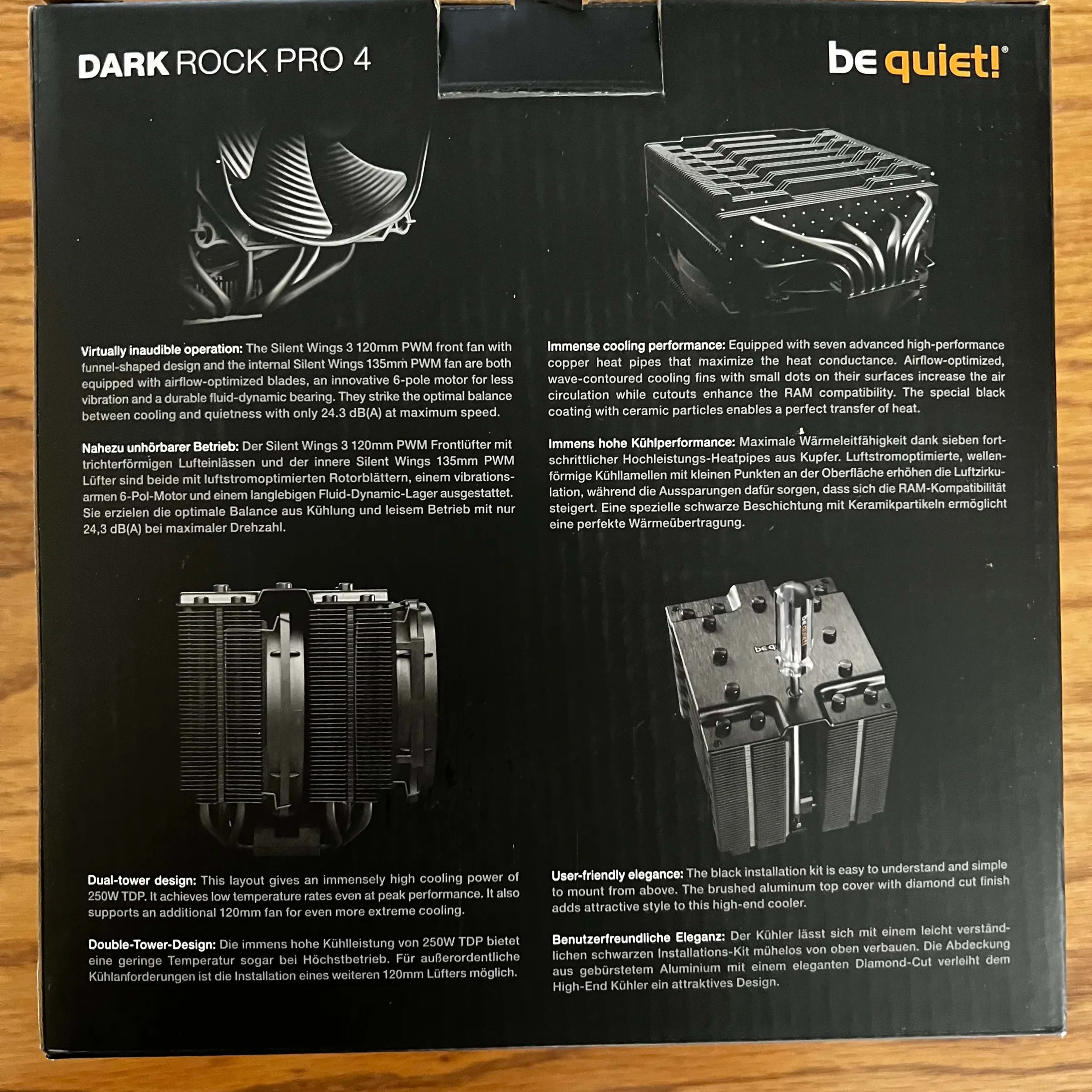be quiet! Dark Rock Pro 4, BK022, 250W TDP, CPU  