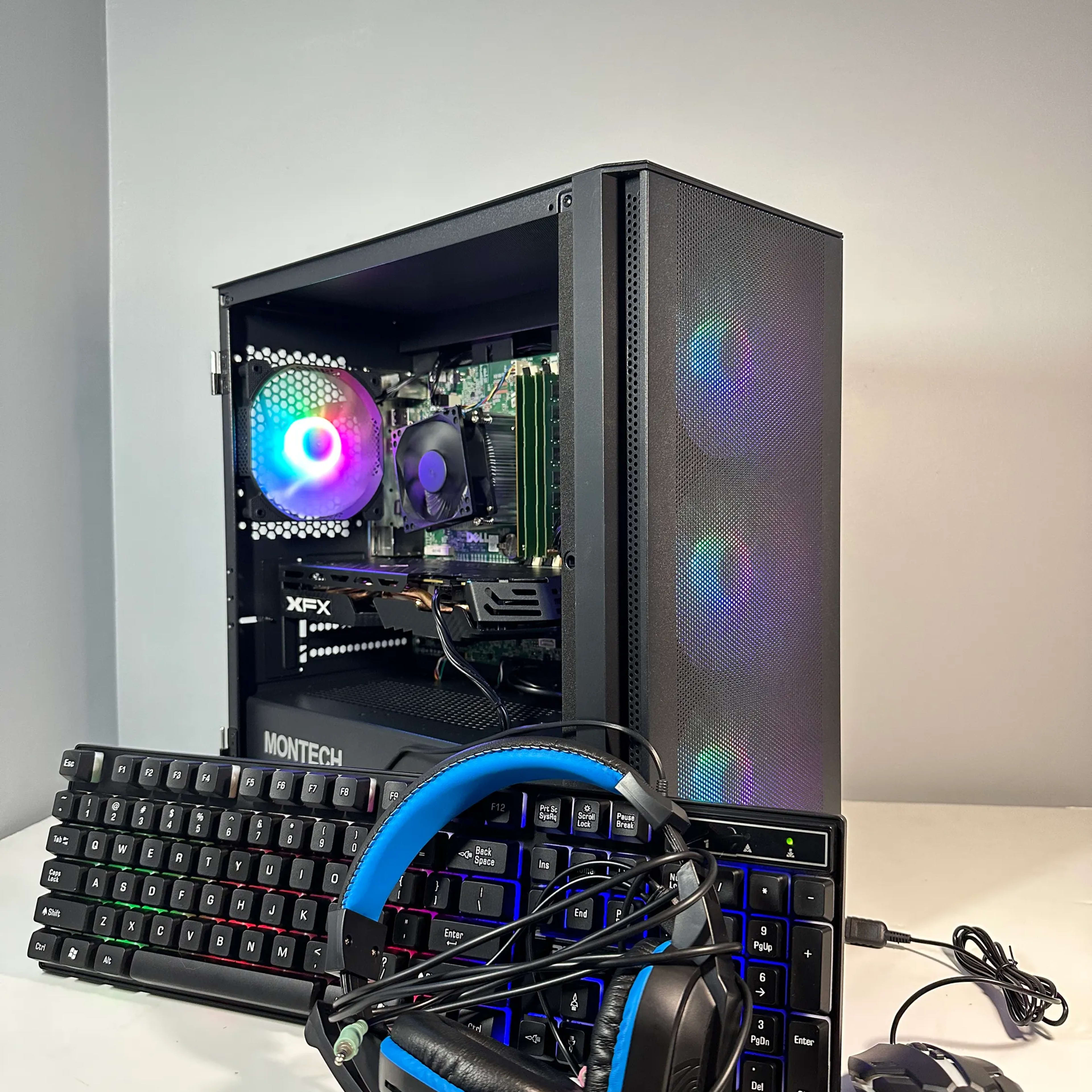 Intel i7 4790/AMD RX 580 8GB Custom RGB Gaming PC BundleW/Keyboard/Mouse/Headset & Mic