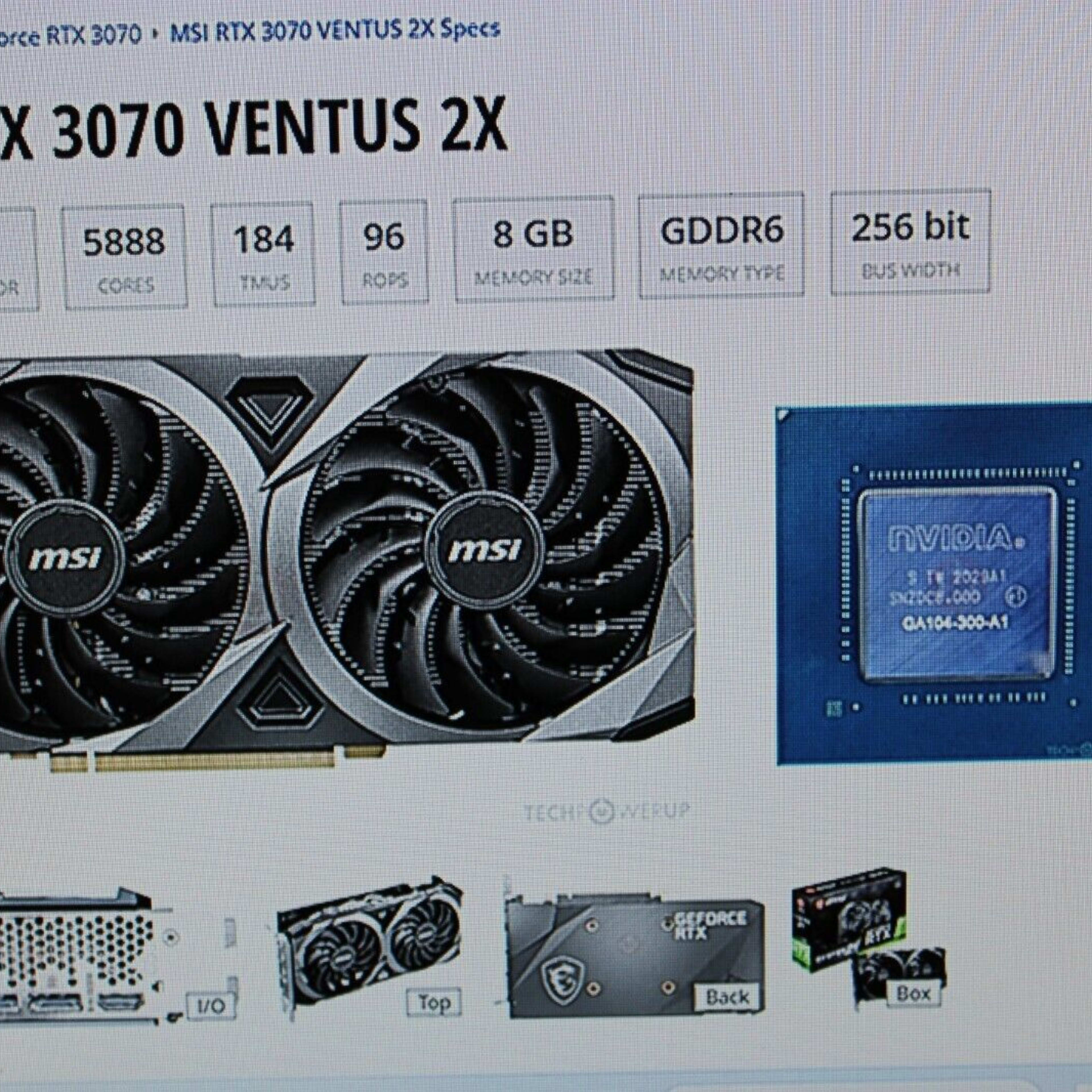 MSi Nvidia Geforce RTX 3070 Ventus 2X NON-LHR 8GB GDDR6 Graphics Card GPU