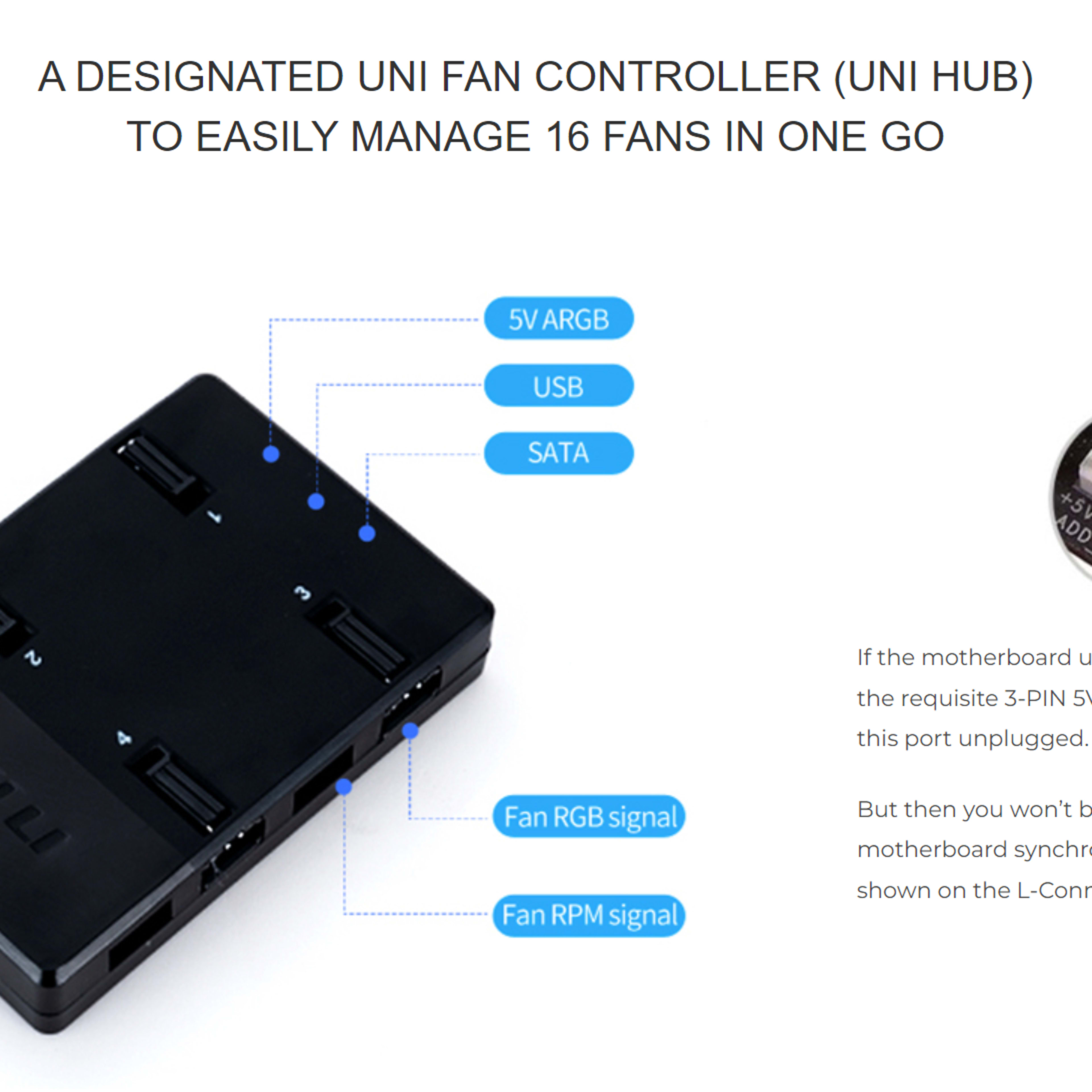 LIAN LI UNI FAN SL- FAN CONTROLLER WITH 3 CABLE CONNECTORS(BLACK)