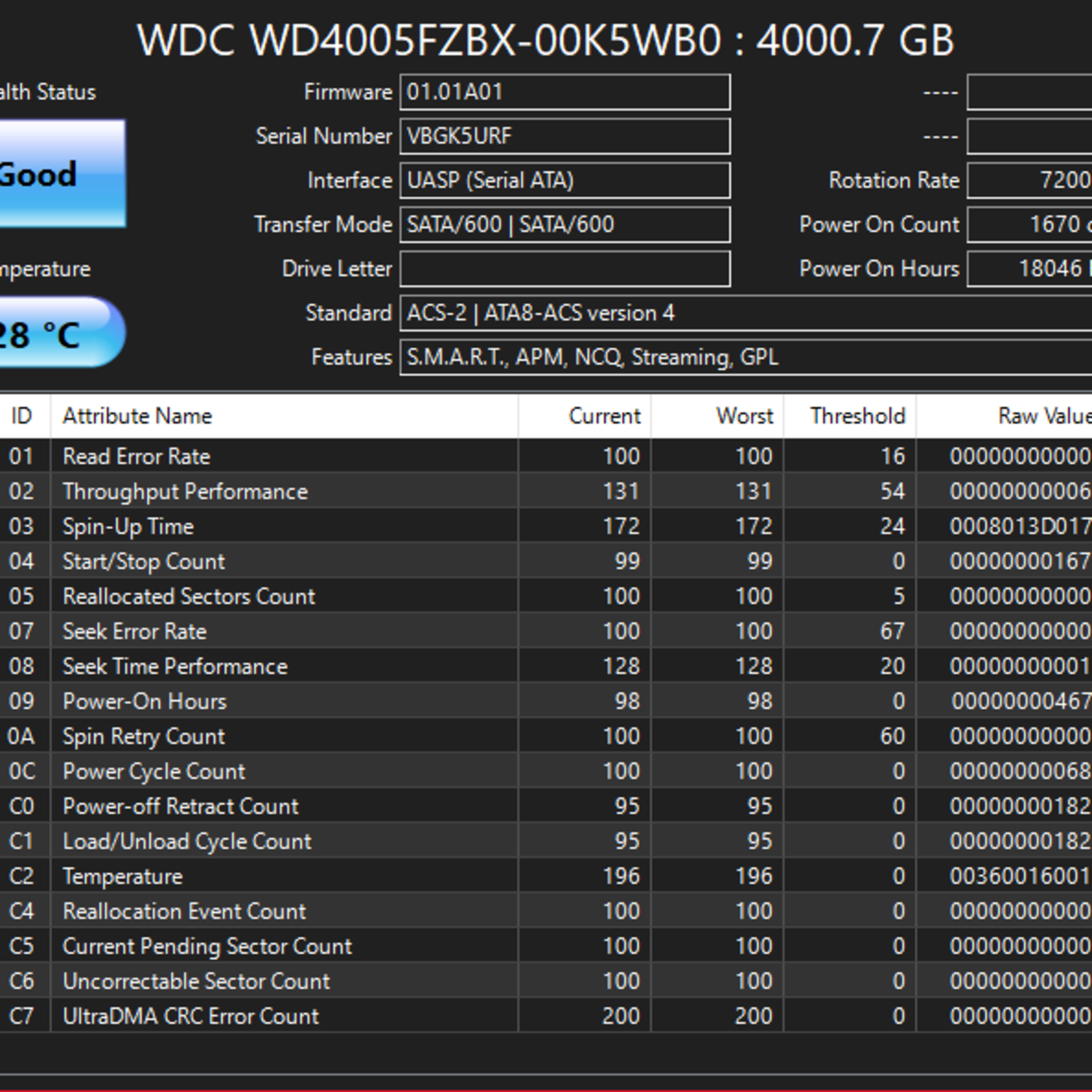 WD Black 4TB 7200RPM 3.5in HD - USED
