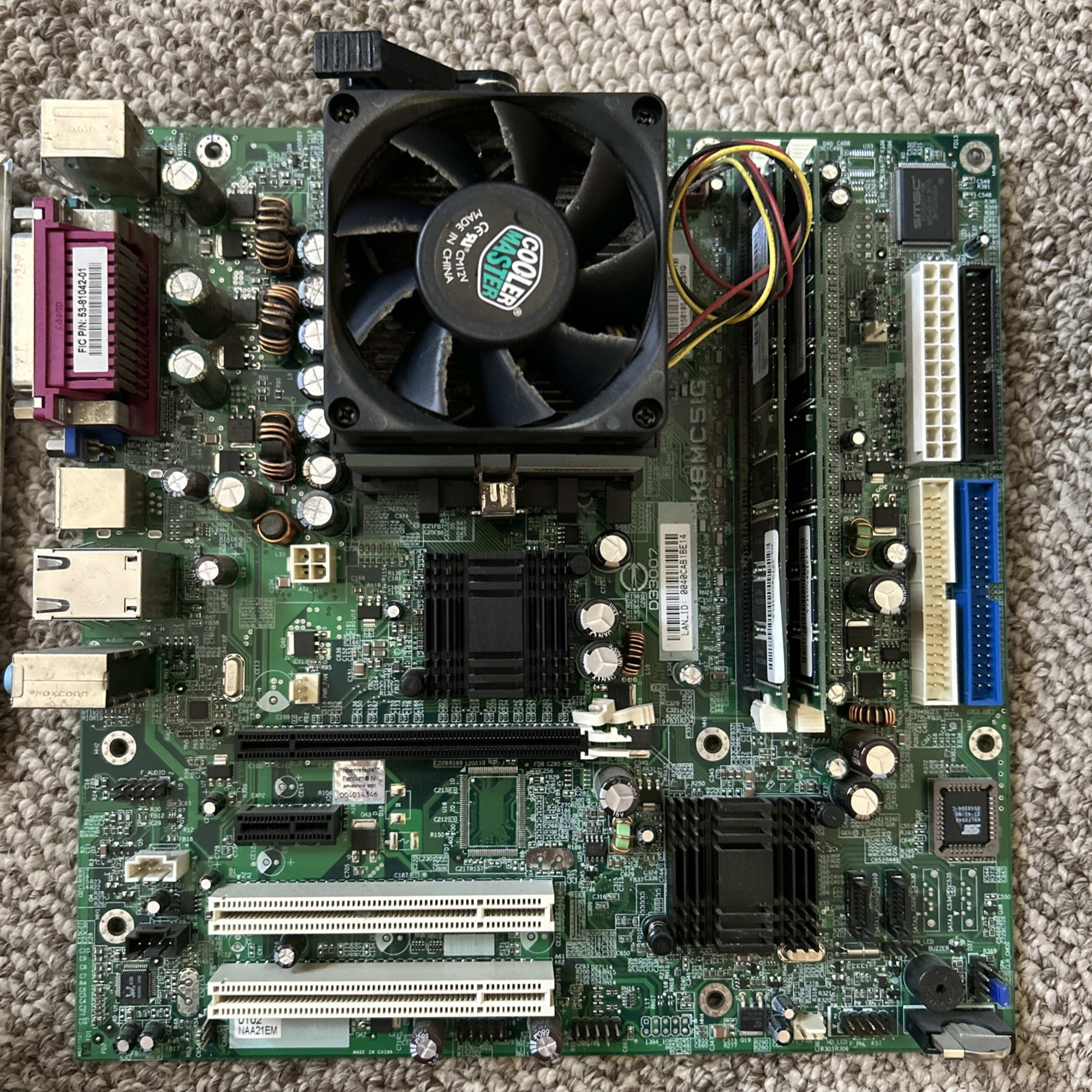 FIC K8MC5IG MOTHERBOARD W/ AMD Sempron 3100+, HEATSINK & 512MB RAM