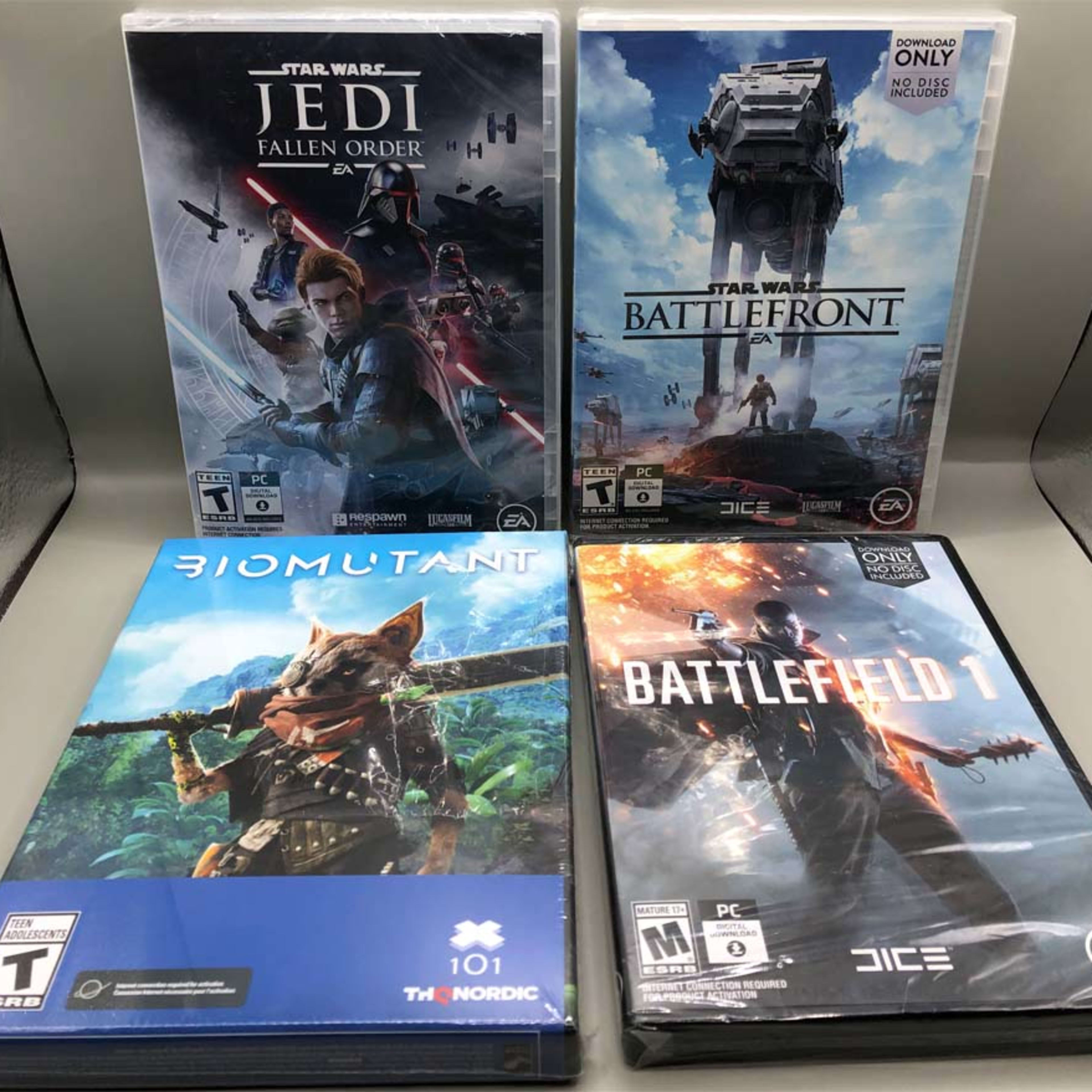 Star Wars PC games LOT & More , Fallen Order | Battlefront | Battlefield 1 | Biomutant