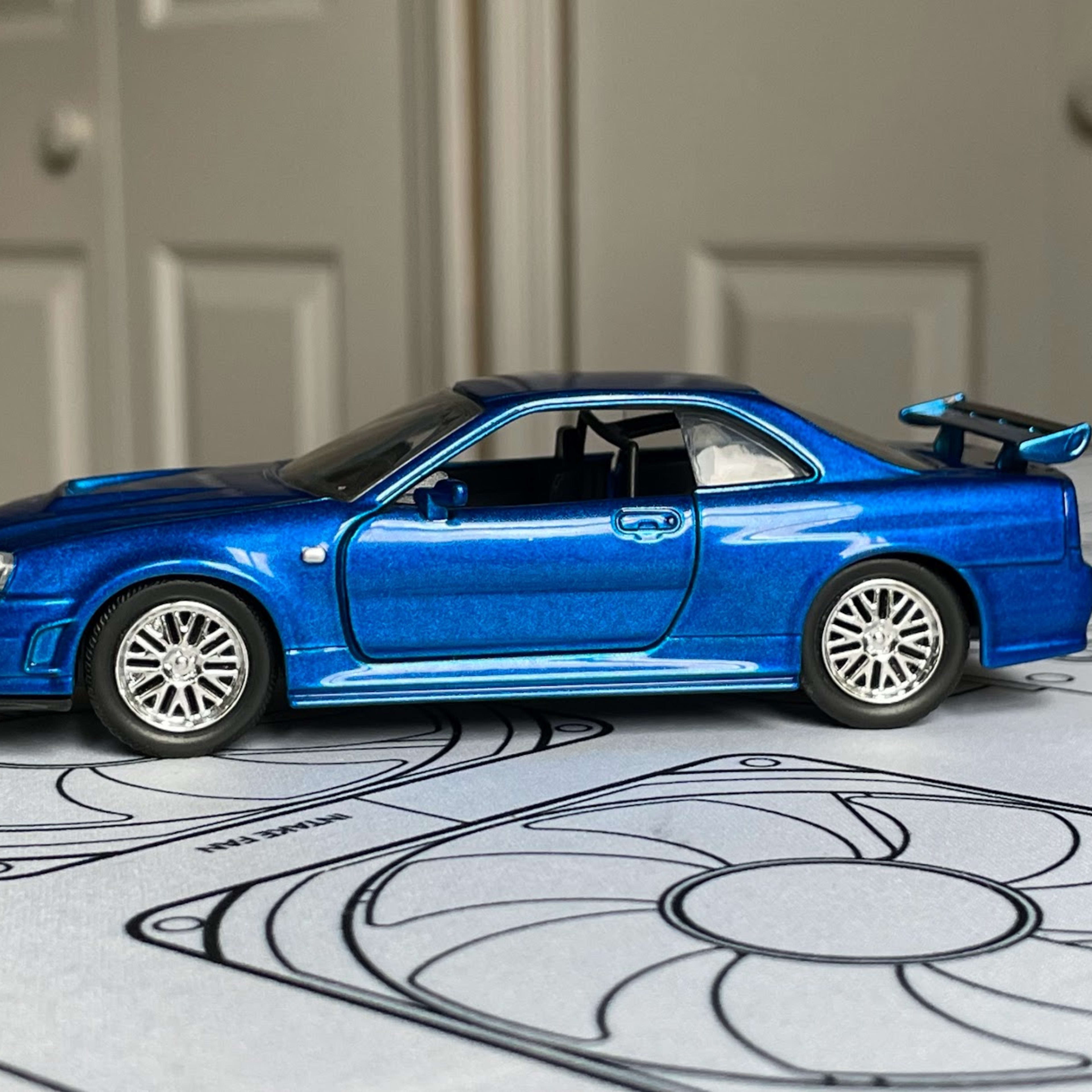 Jada Toys Fast & Furious Brian's 2002 Blue Nissan Skyline GT-R R34 Diecast Car Model 1:32