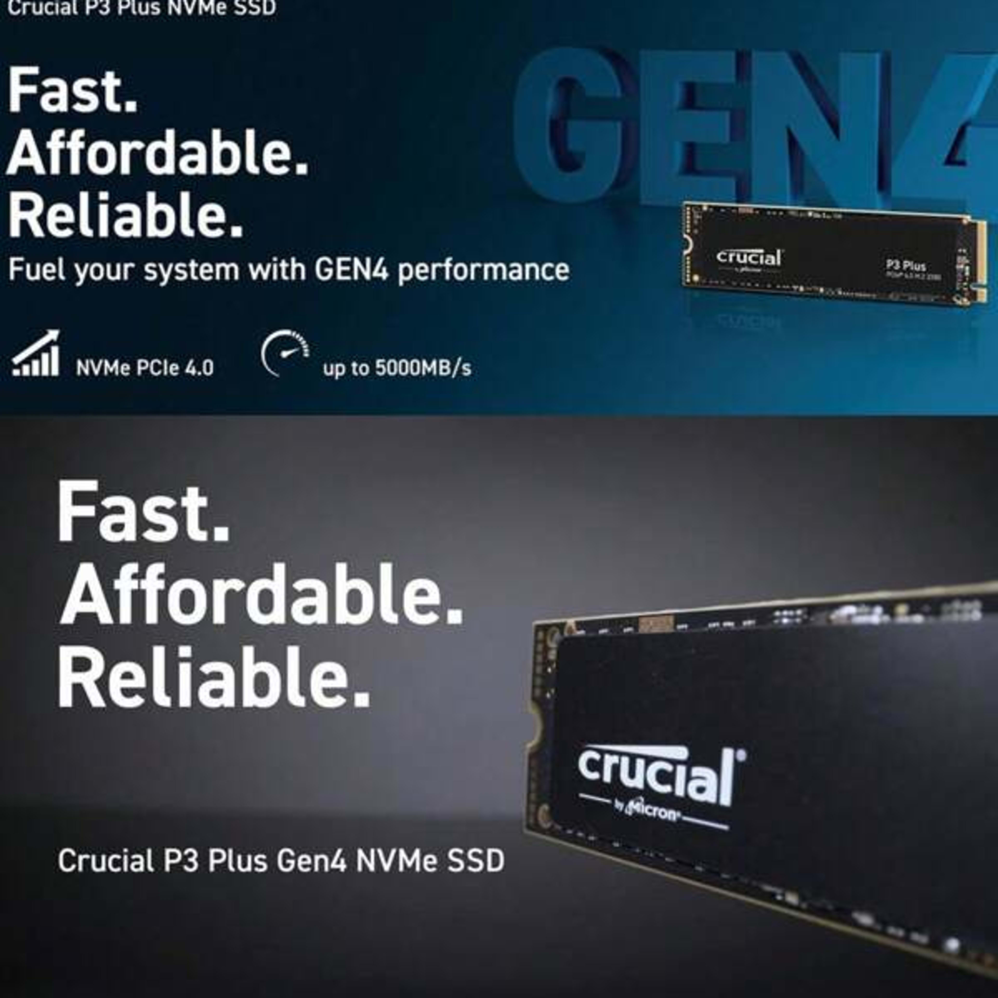 Crucial P3 Plus PCIe Gen4 3D NAND NVMe M.2 Internal SSD, 1TB