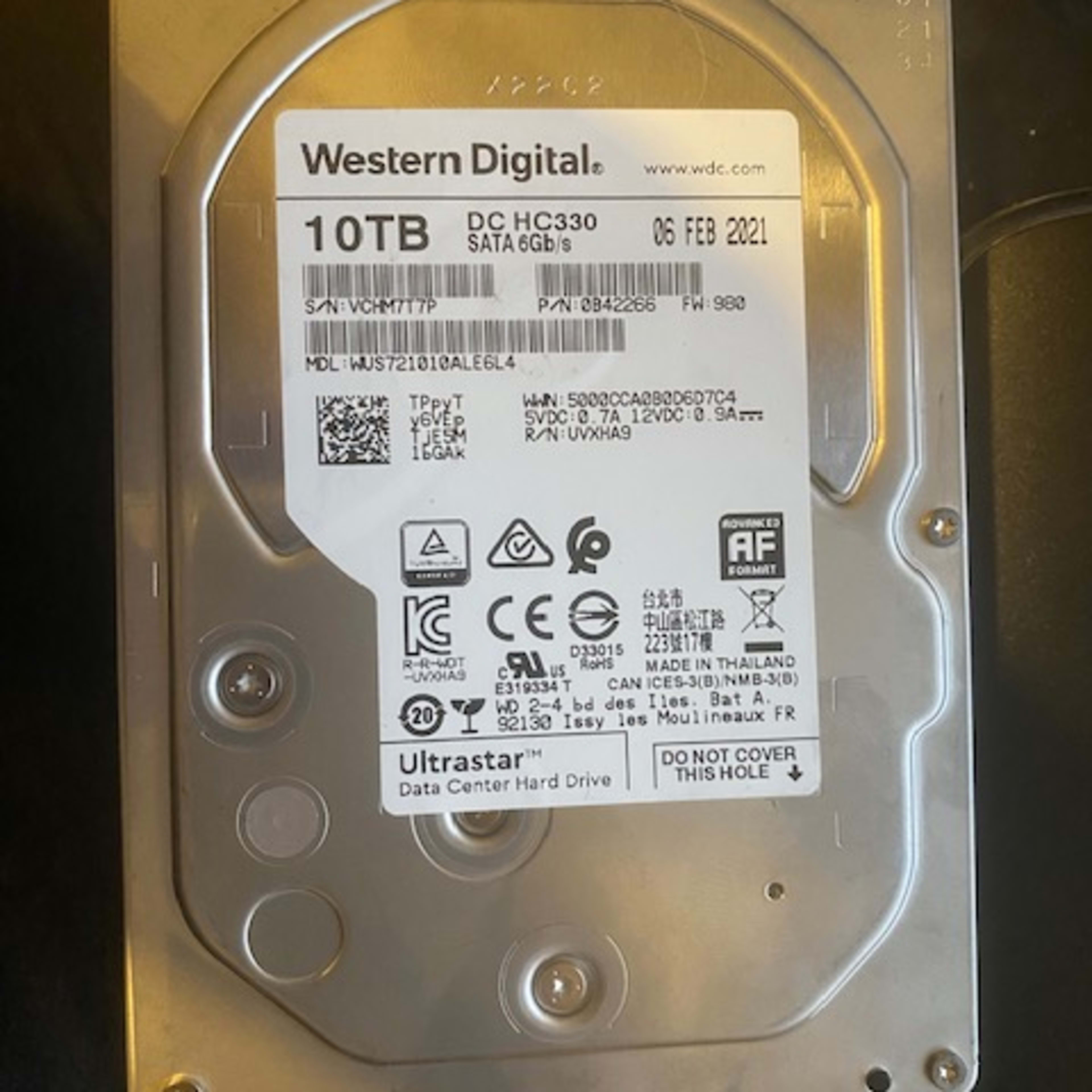 WD WUS721010ALE6L4 Ultrastar DC HC330 0B42266 10TB