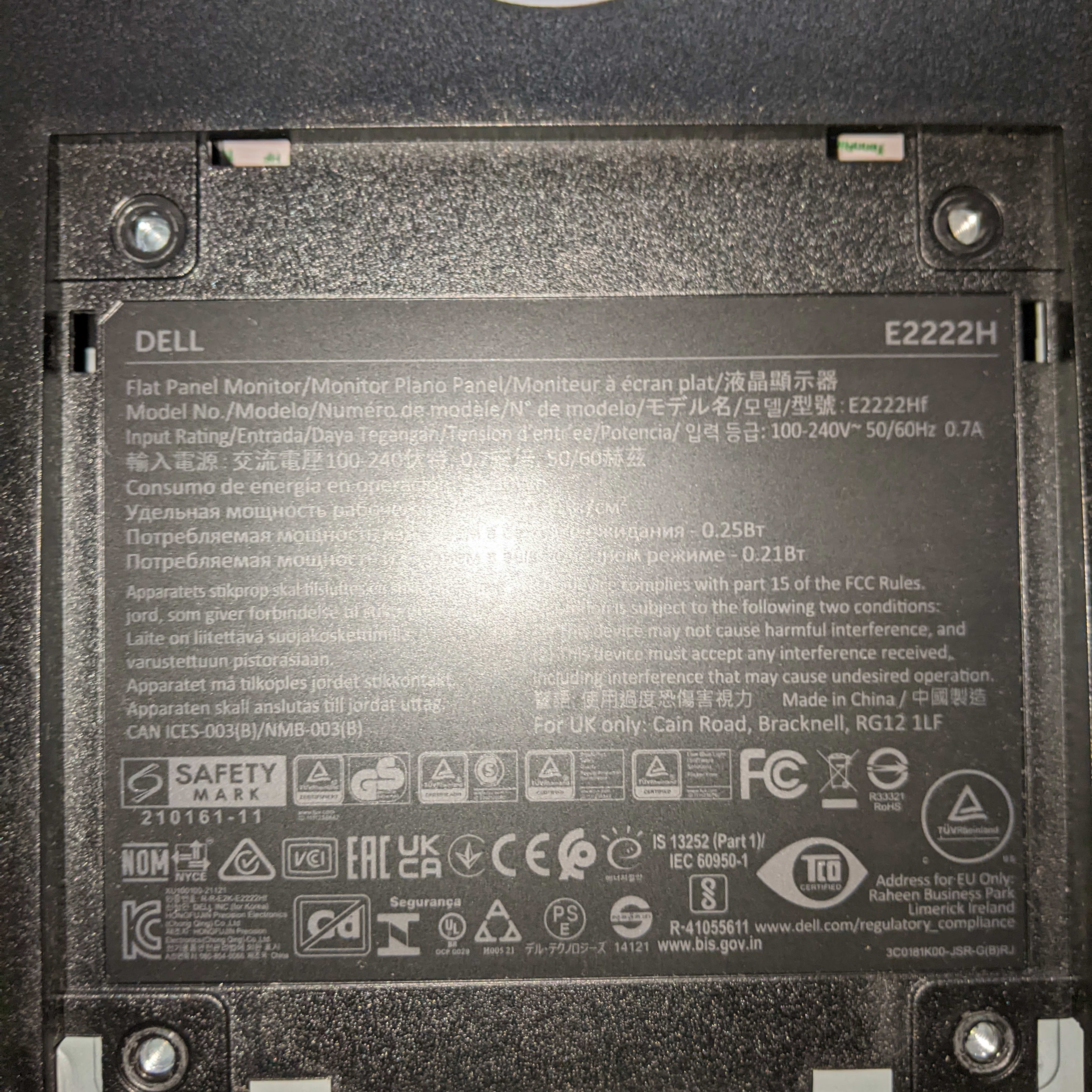 2 Dell E2222H Monitors VA Panel 60hz