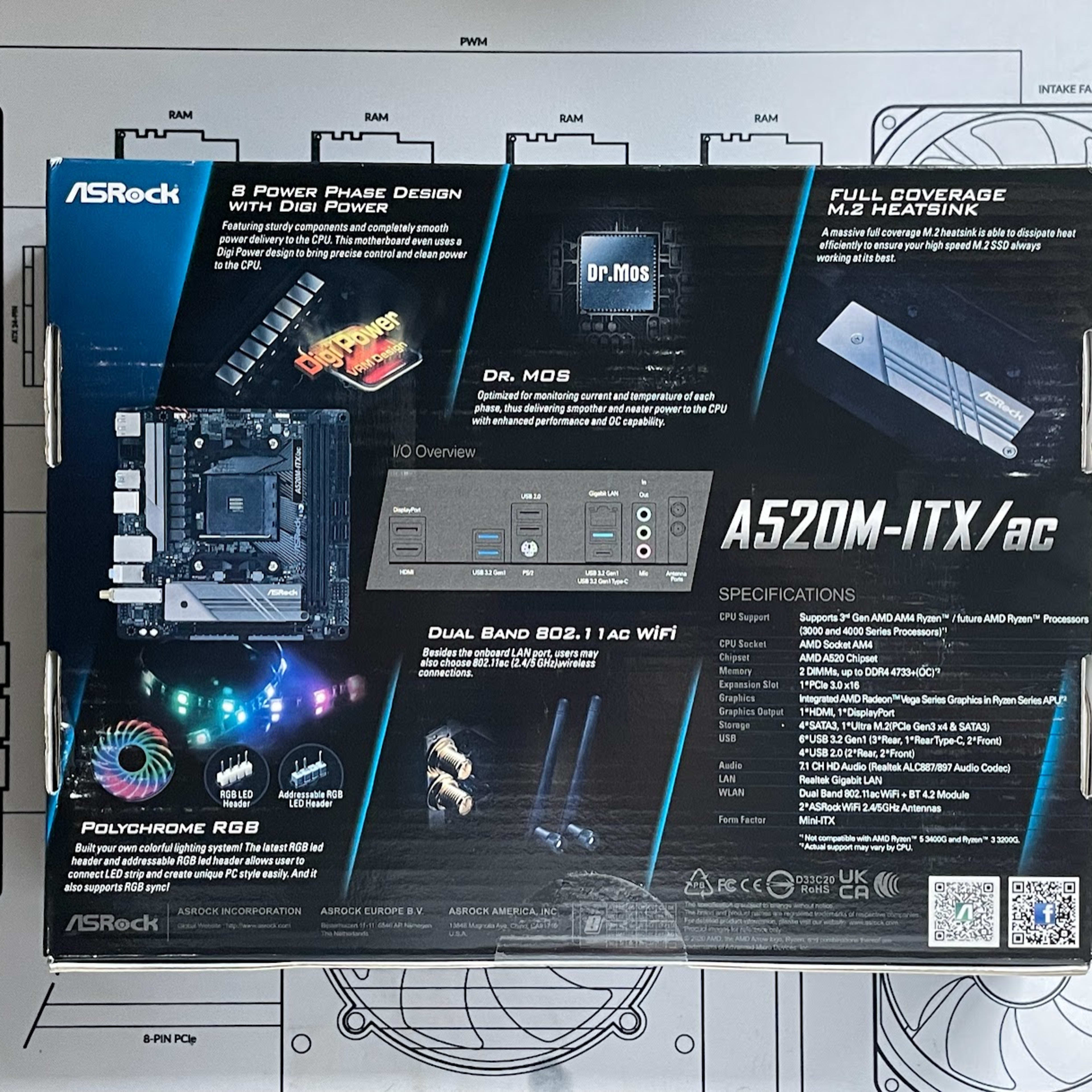 BNIB ASRock A520M-ITX/AC Mini-ITX computer motherboard AMD AM4