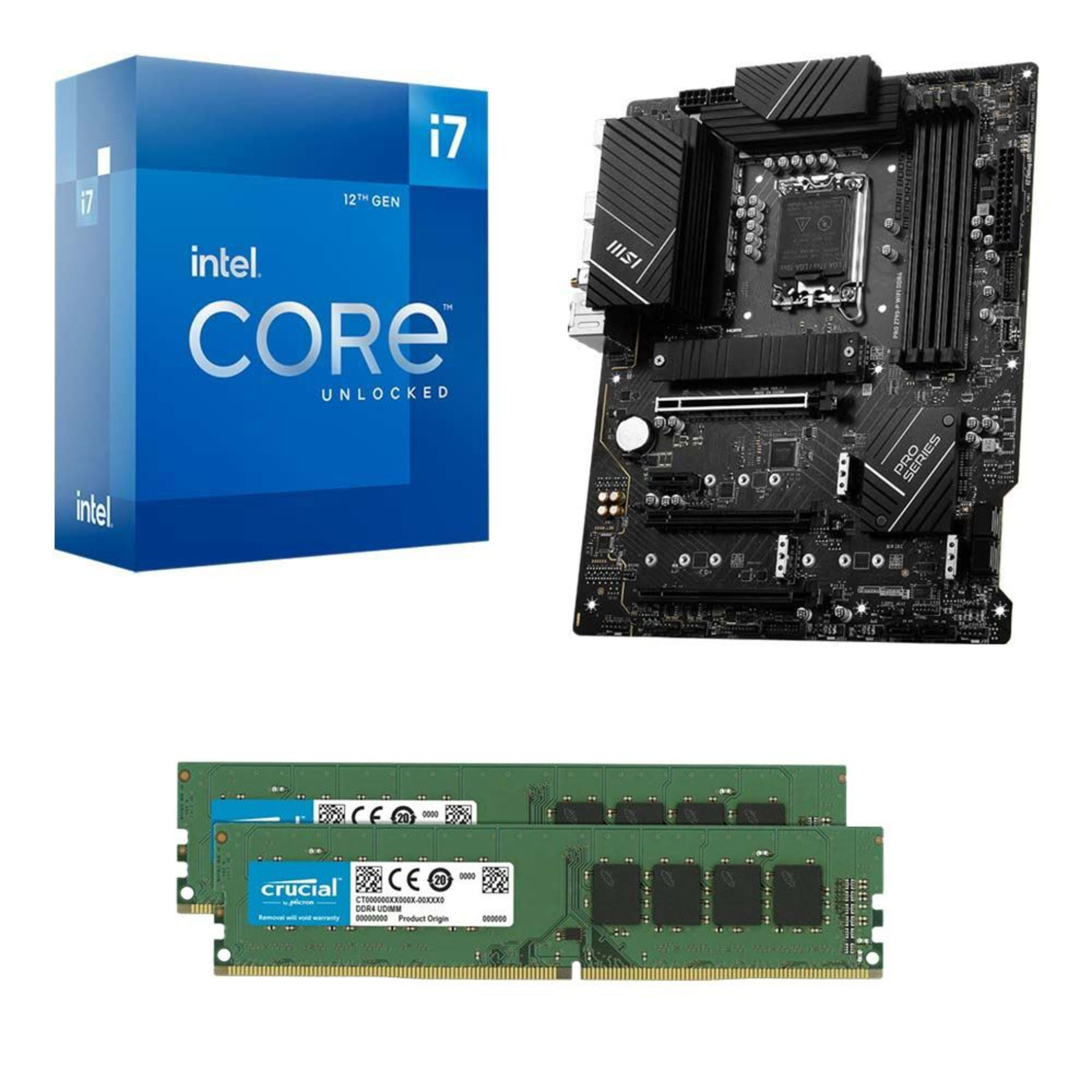 Intel Core i7-12700K, MSI Z790-P Pro WiFi DDR4, Crucial 16GB Intel Core i7-12700K, MSI Z790-P Pro WiFi DDR4, Crucial 16GB