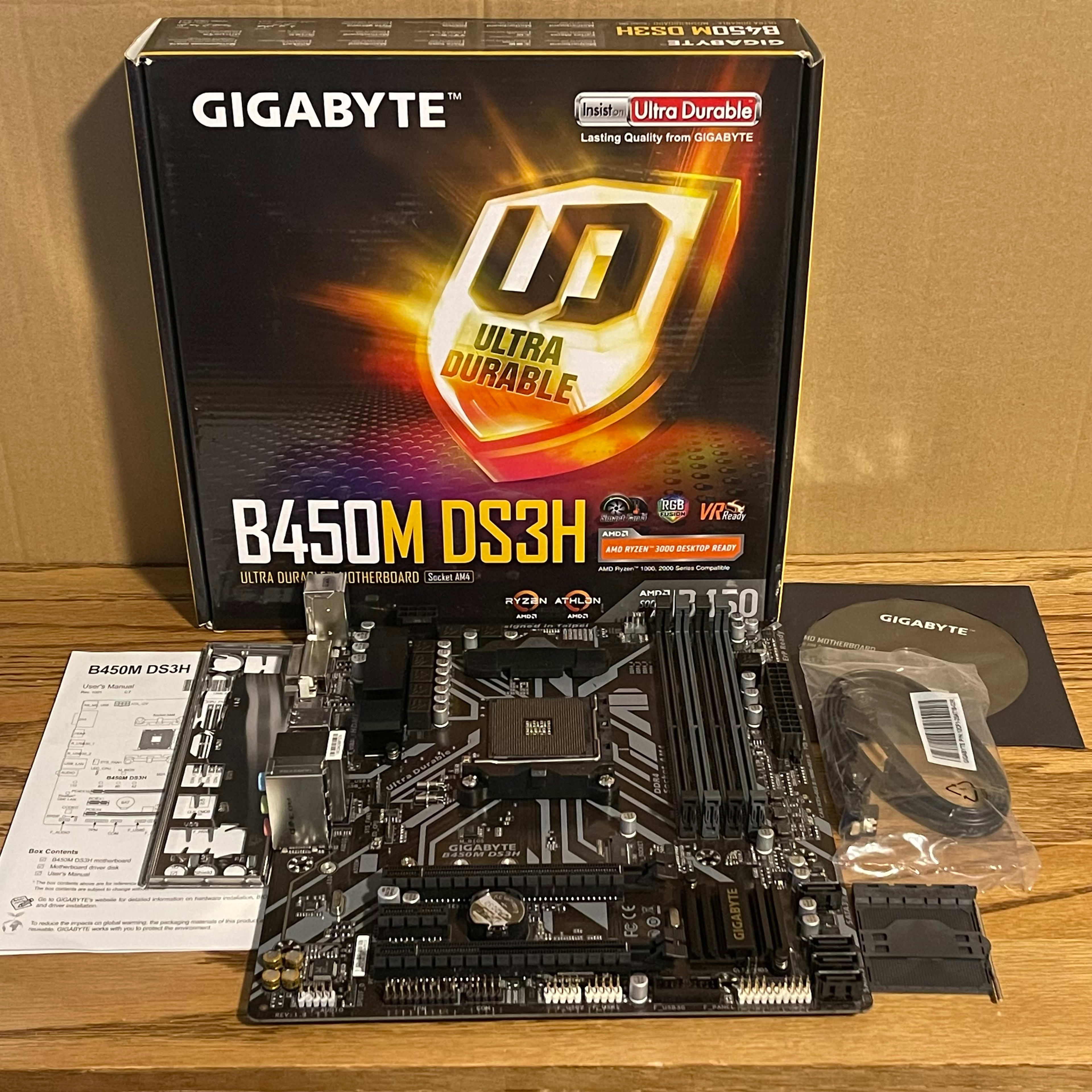 Used, Gigabyte B450 DS3H AM4, broken socket cover