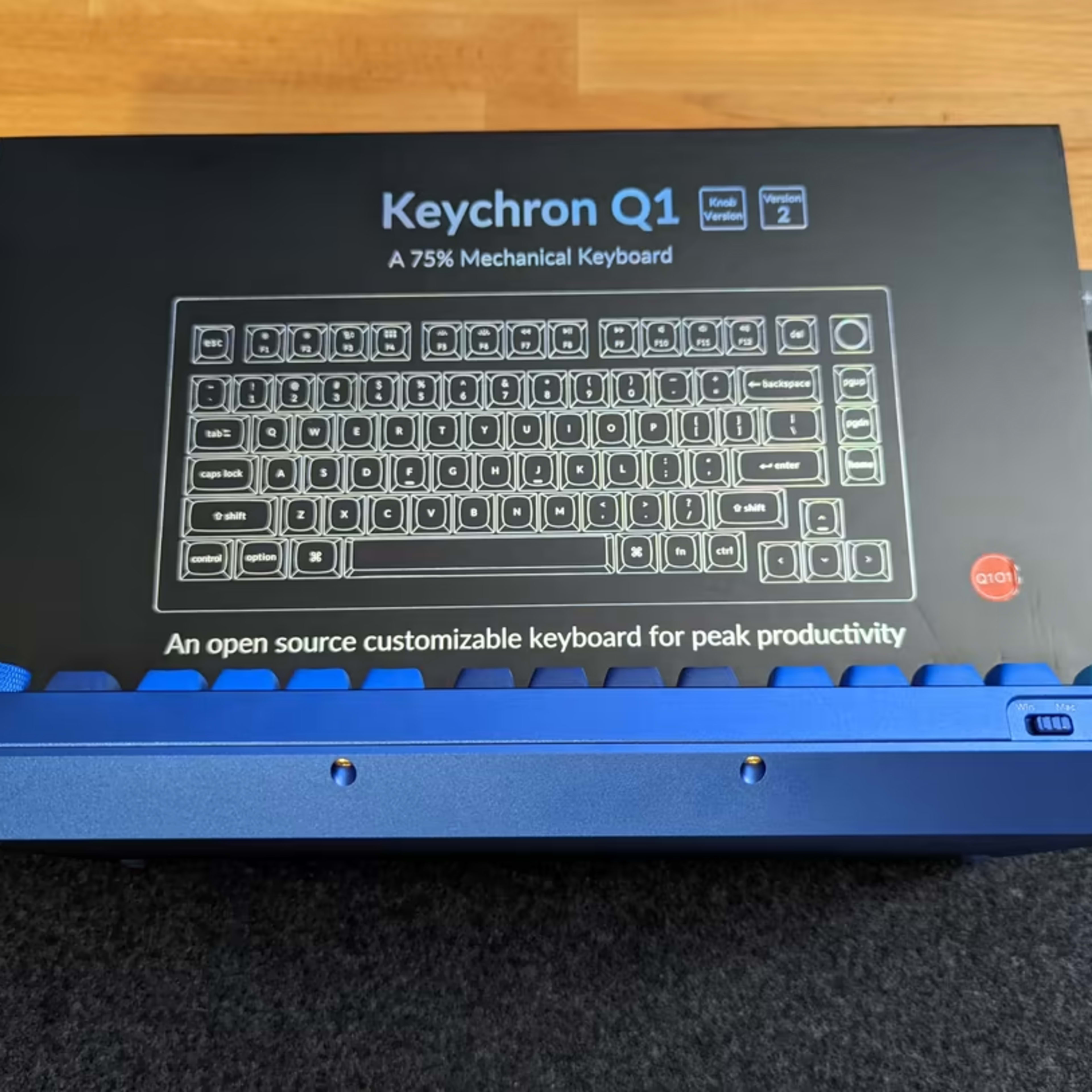 Keychron Q1 Ver.2 w/ Knob QMK Mechanical Keyboard / Navy Blue / Gateron G  Pro Reds / OSA PBT Keycaps | Jawa