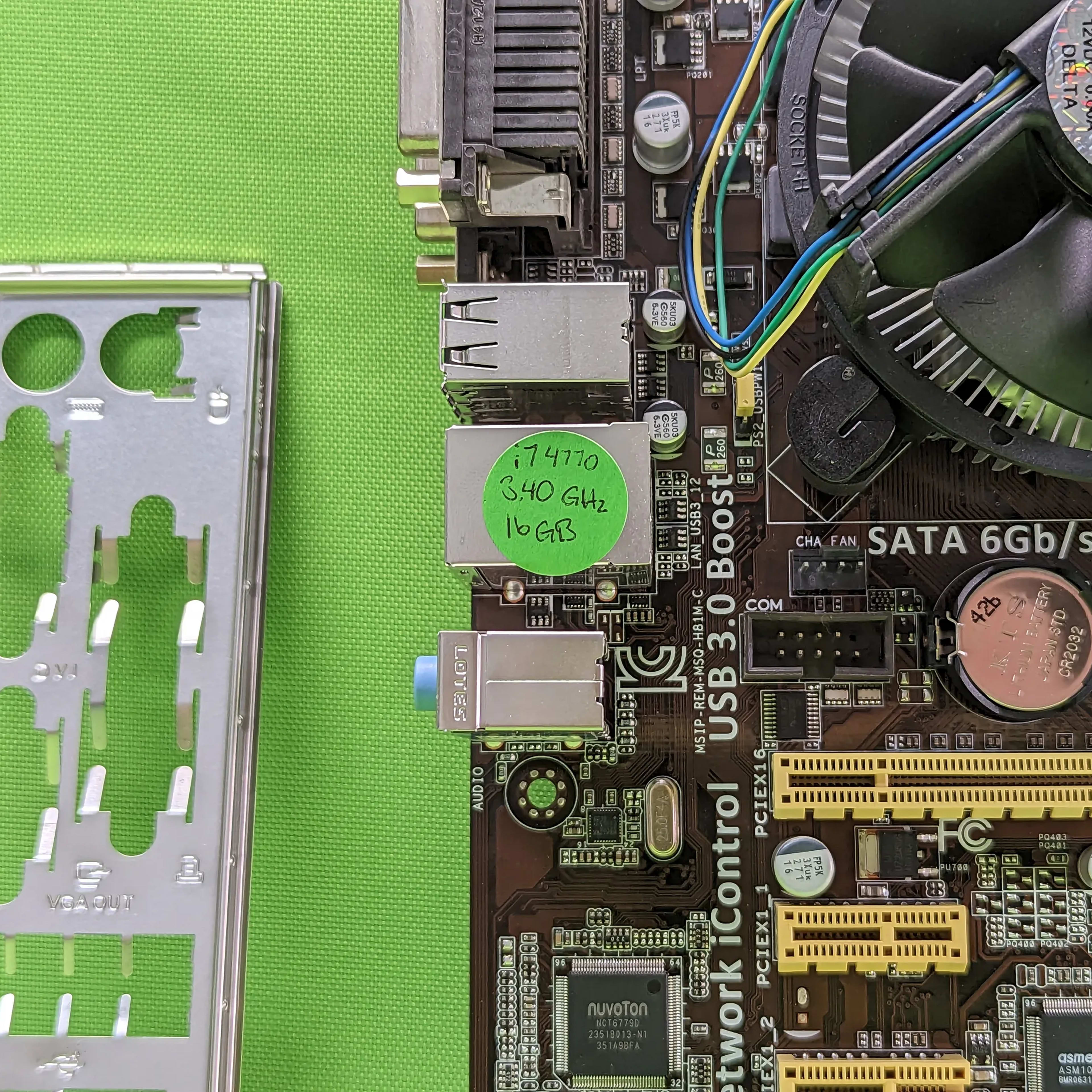 ASUS H81M-C Motherboard Combo + i7-4770 3.40 Ghz + 16GB RAM + Cooler/IO Shield mATX