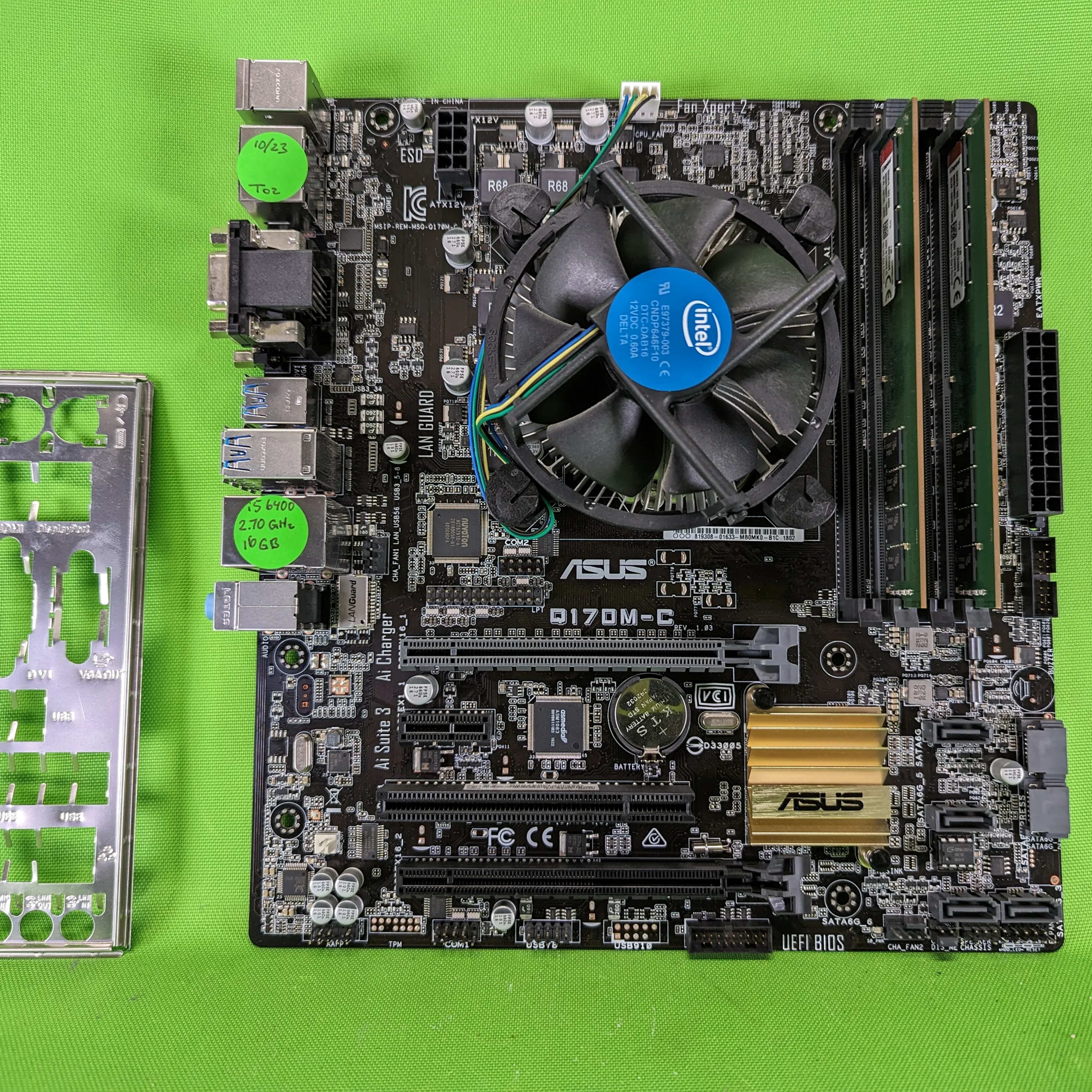 Asus Q170M-C Motherboard Combo + 16GB DDR4 Ram + Intel Core i5-6400 + Cooler